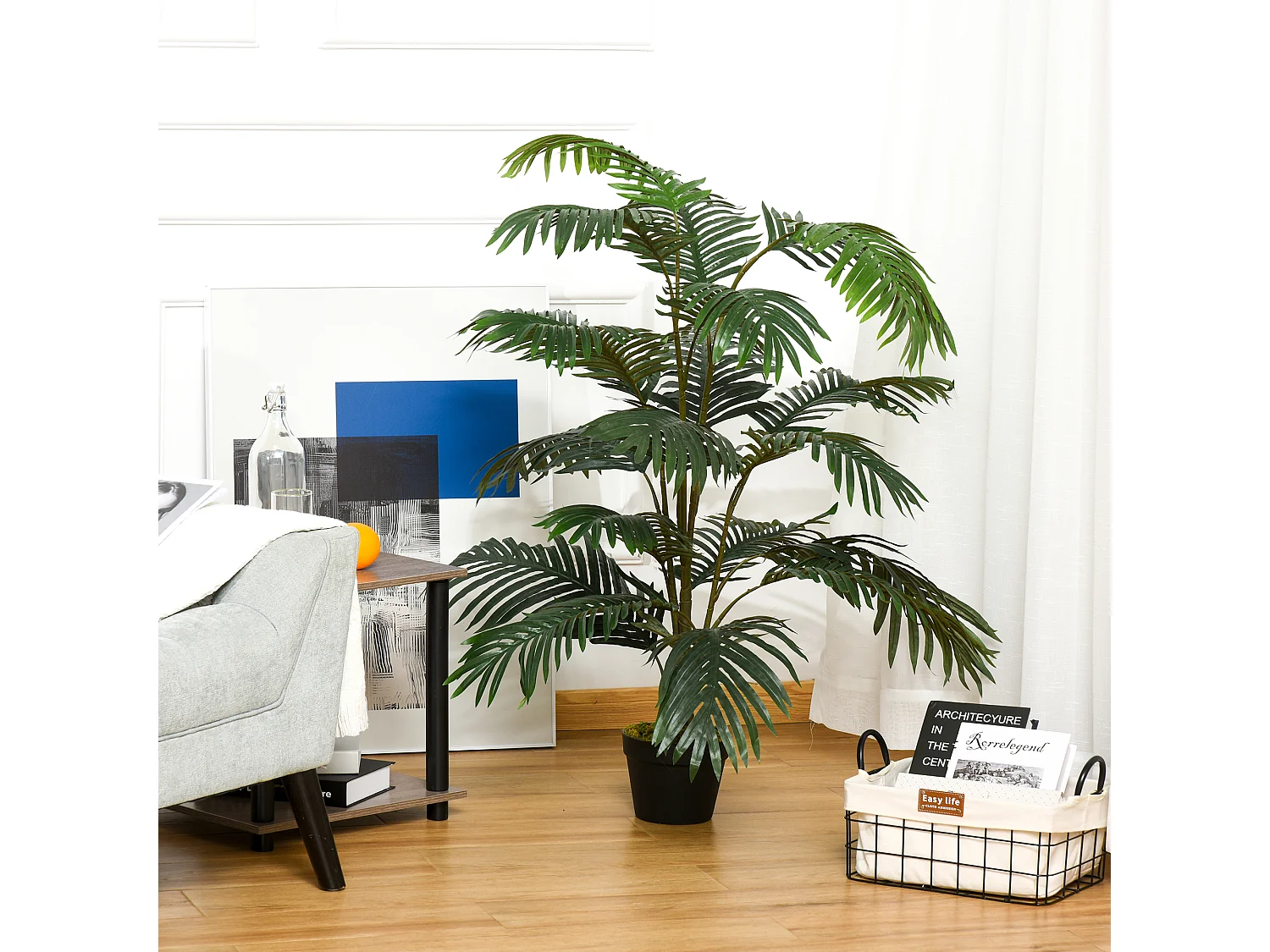 Palma in plastica decorativa con vaso in pe verde