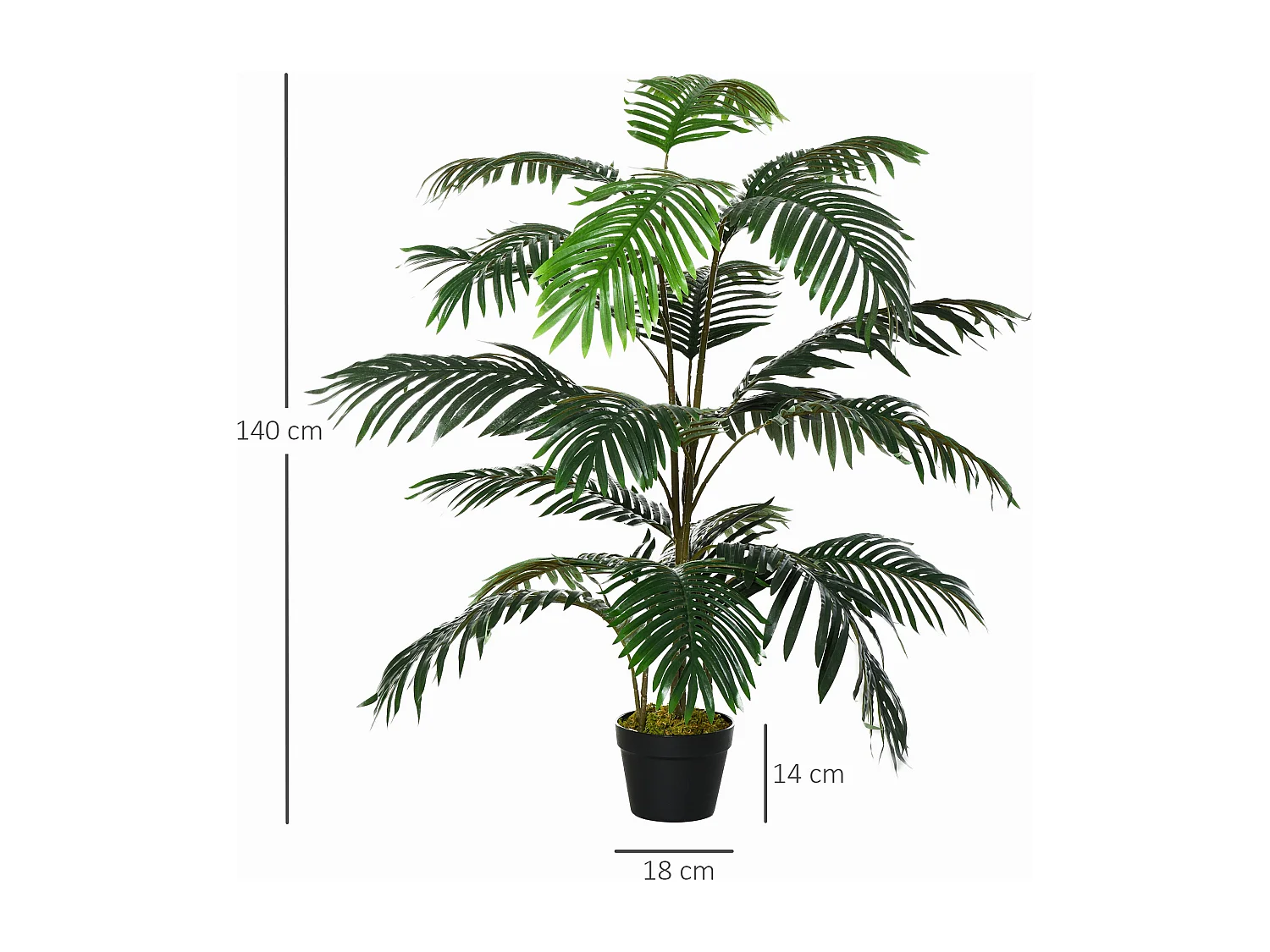 Palma in plastica decorativa con vaso in pe verde