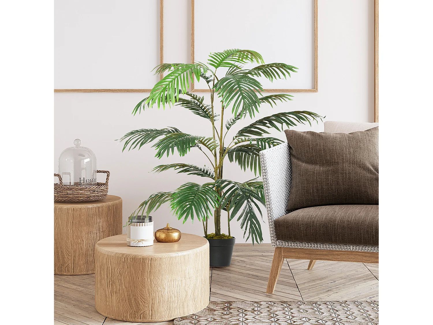 Palma in plastica decorativa con vaso in pe verde