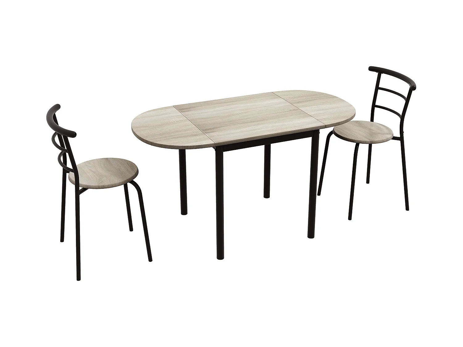 Set 3 pezzi con 2 sedie e 1 tavolo da pranzo in mdf e acciaio