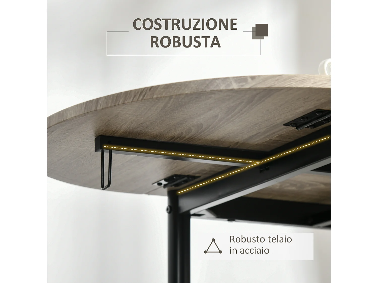 Set 3 pezzi con 2 sedie e 1 tavolo da pranzo in mdf e acciaio