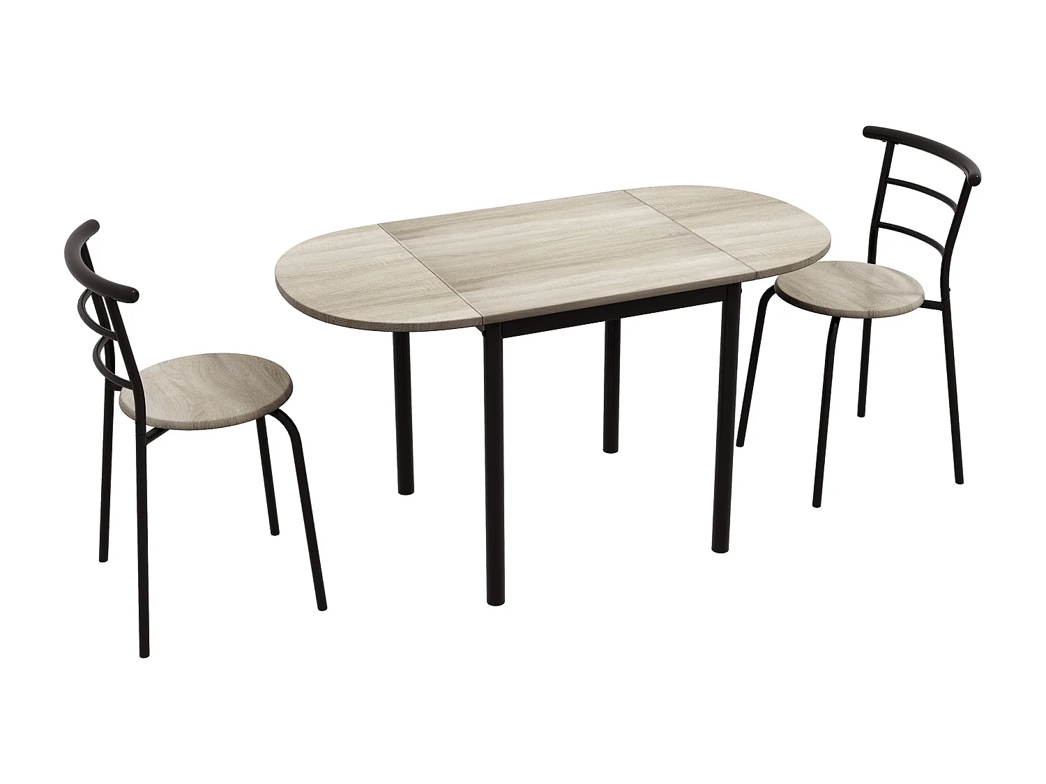 Set 3 pezzi con 2 sedie e 1 tavolo da pranzo in mdf e acciaio