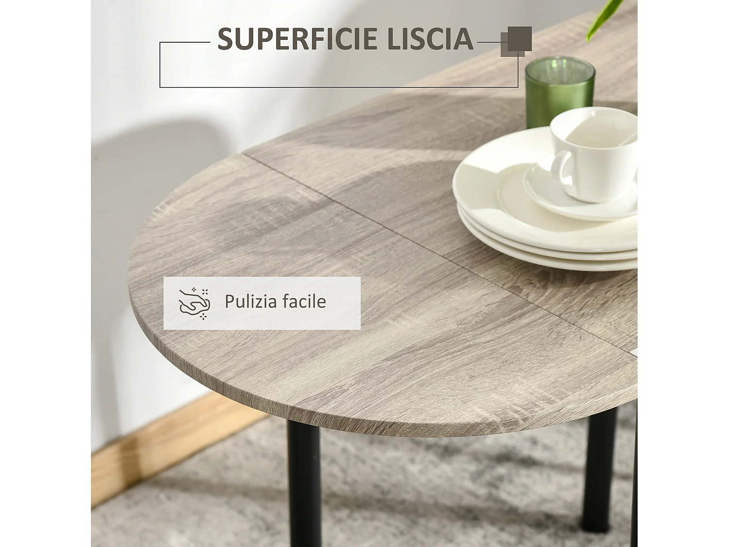 Set 3 pezzi con 2 sedie e 1 tavolo da pranzo in mdf e acciaio