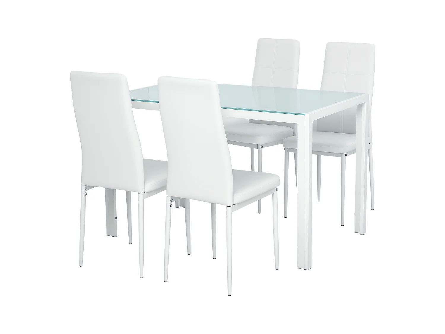 Set 5 Pezzi in Similpelle  Metallo e Vetro Bianco