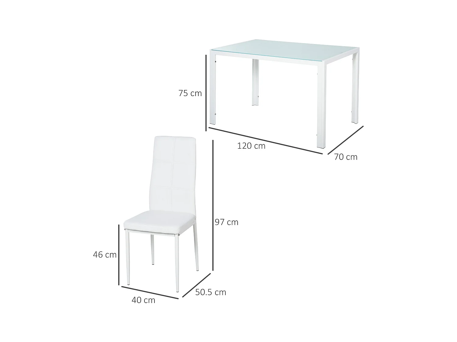 Set 5 Pezzi in Similpelle  Metallo e Vetro Bianco