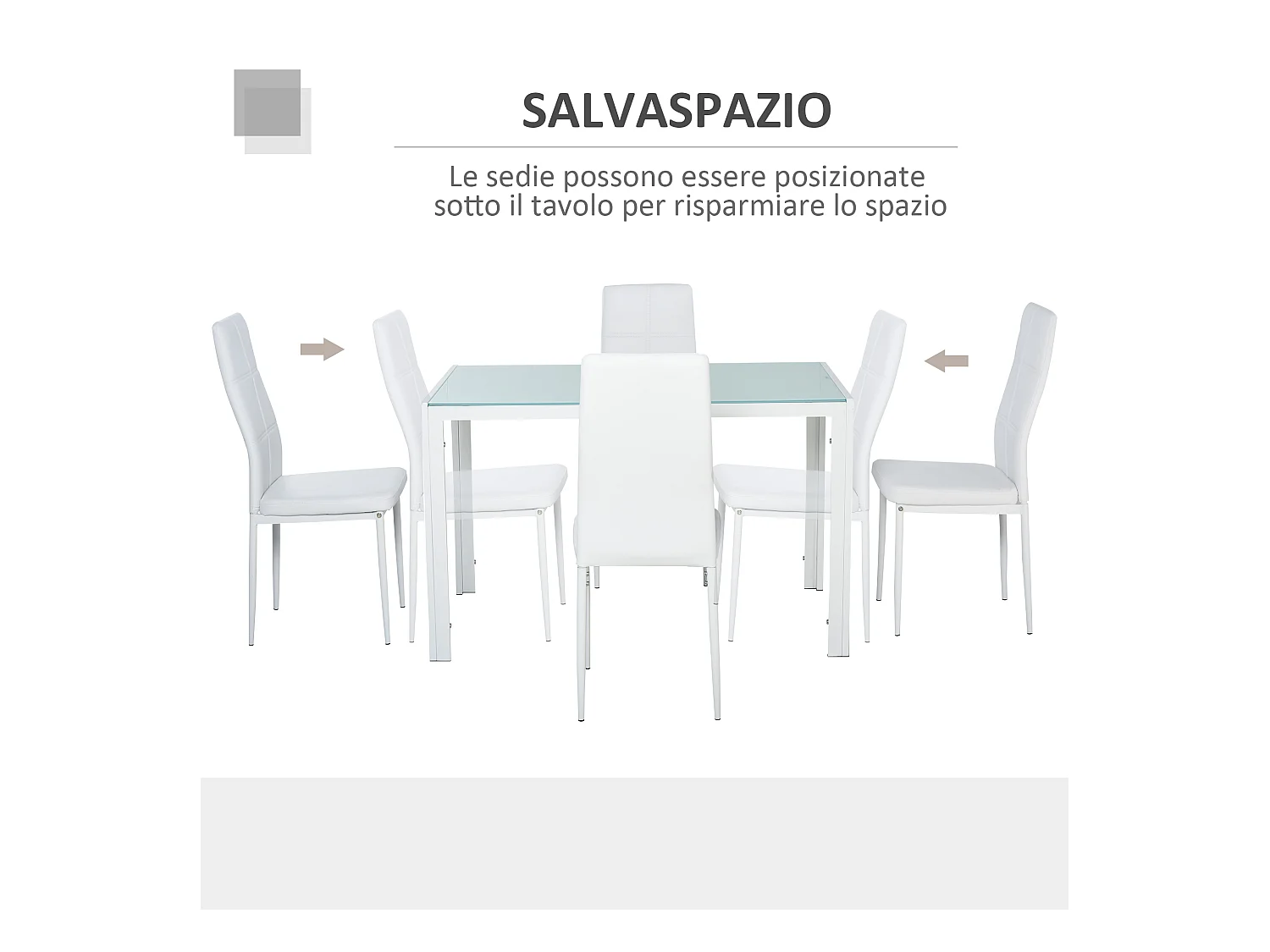 Set 5 Pezzi in Similpelle  Metallo e Vetro Bianco