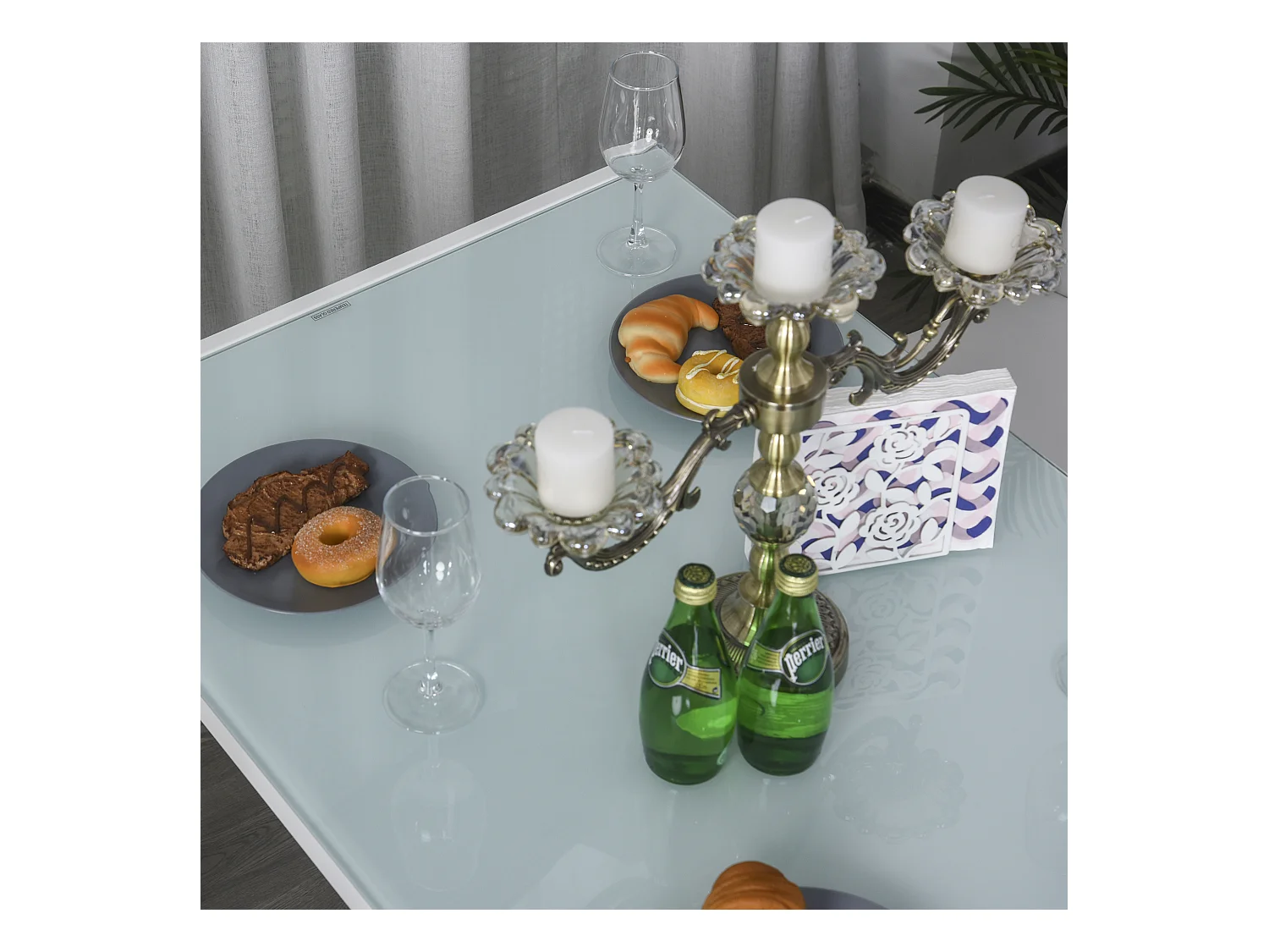 Set 5 Pezzi in Similpelle  Metallo e Vetro Bianco