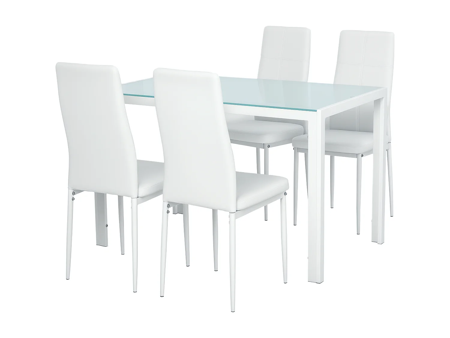 Set 5 Pezzi in Similpelle  Metallo e Vetro Bianco