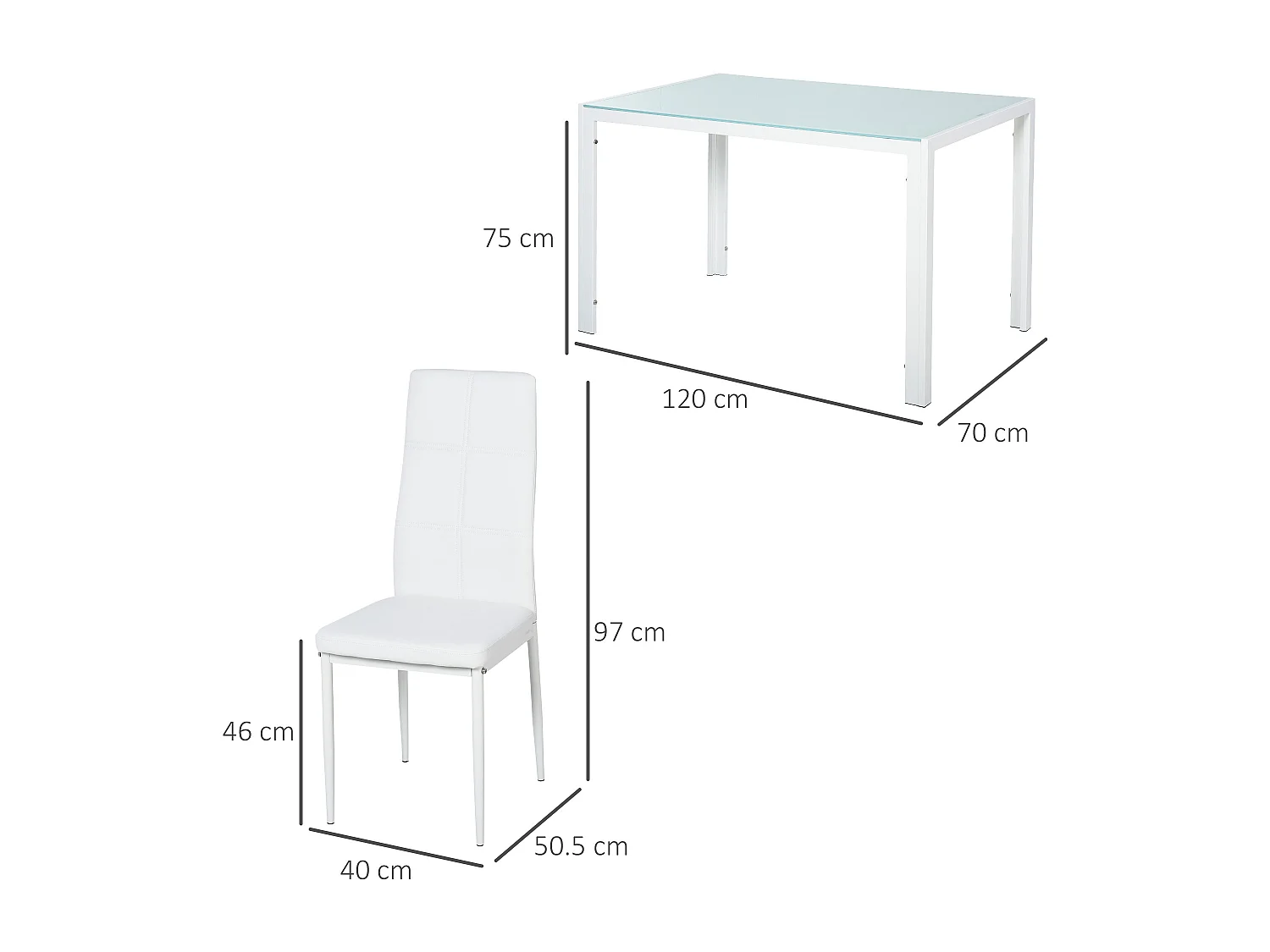 Set 5 Pezzi in Similpelle  Metallo e Vetro Bianco