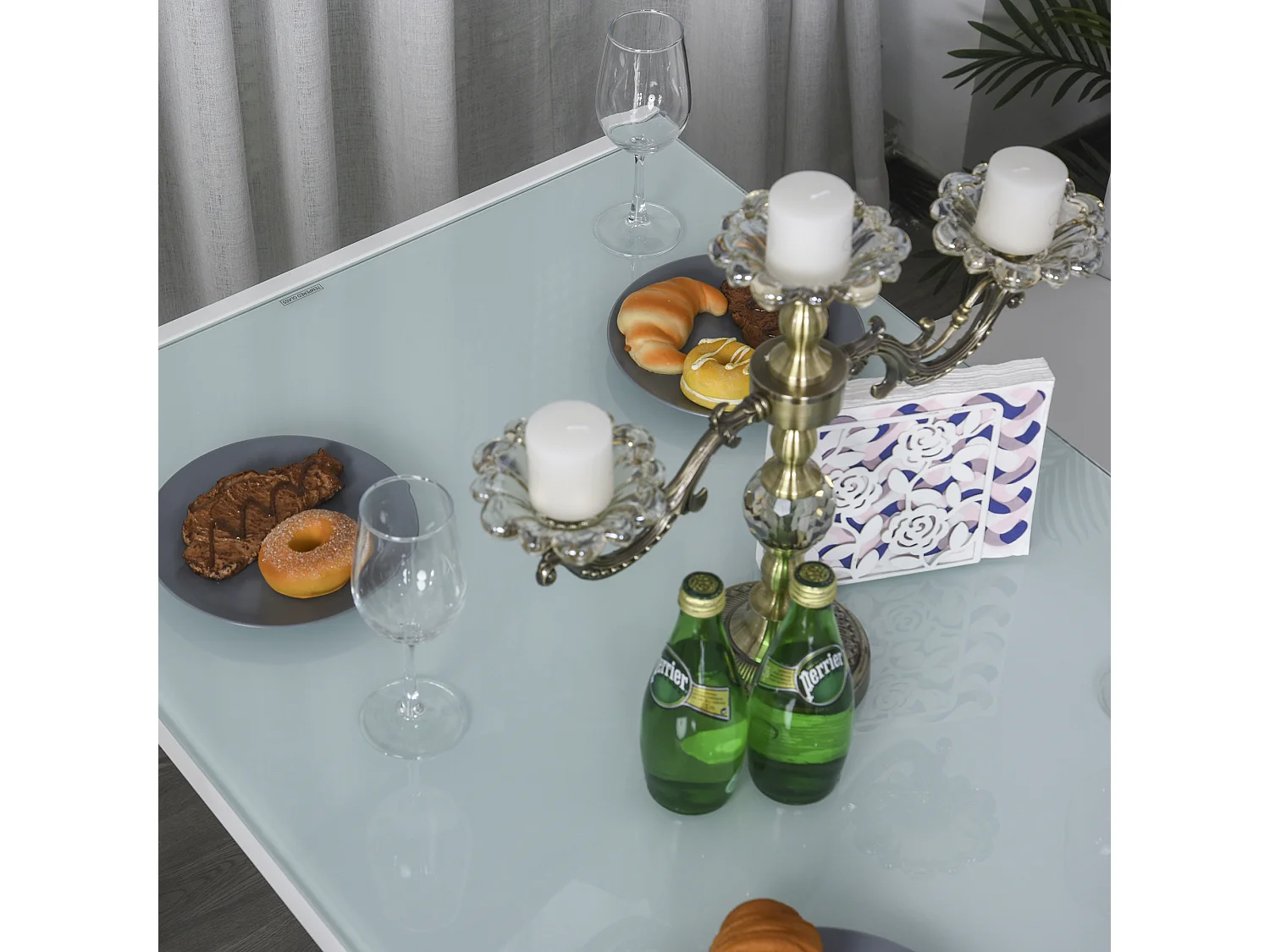 Set 5 Pezzi in Similpelle  Metallo e Vetro Bianco