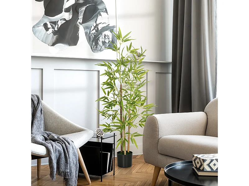 Pianta artificiale di bambù con vaso incluso per casa e giardino