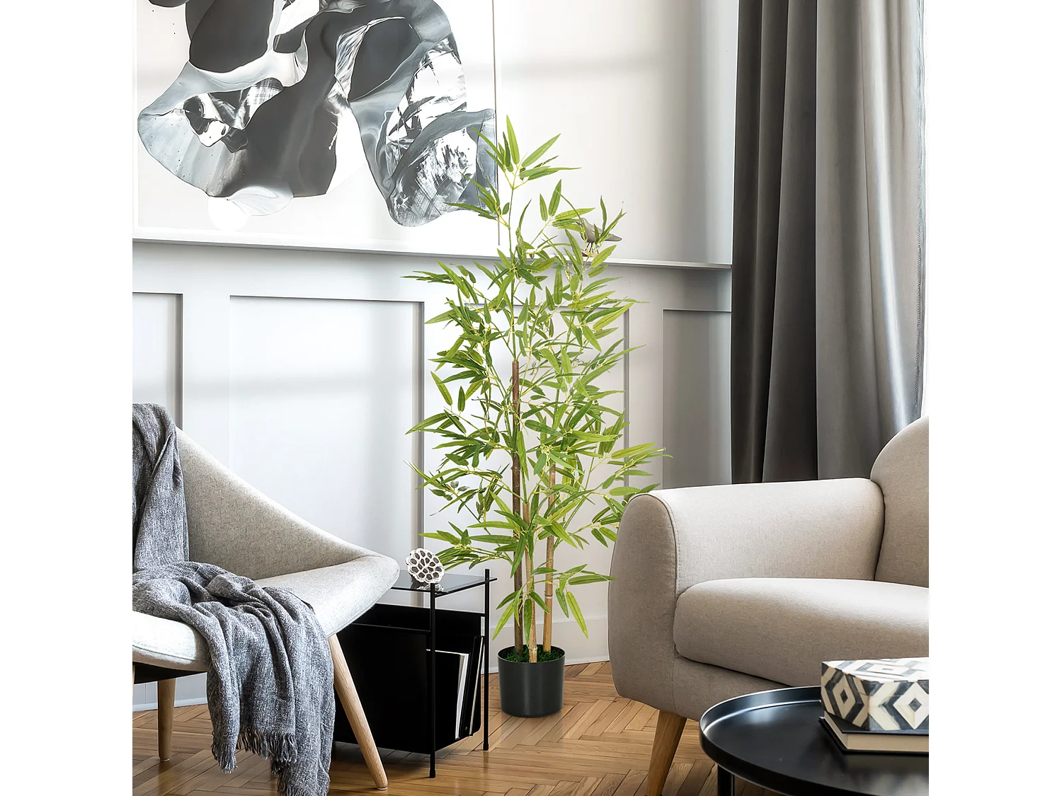 Pianta artificiale di bambù con vaso incluso per casa e giardino