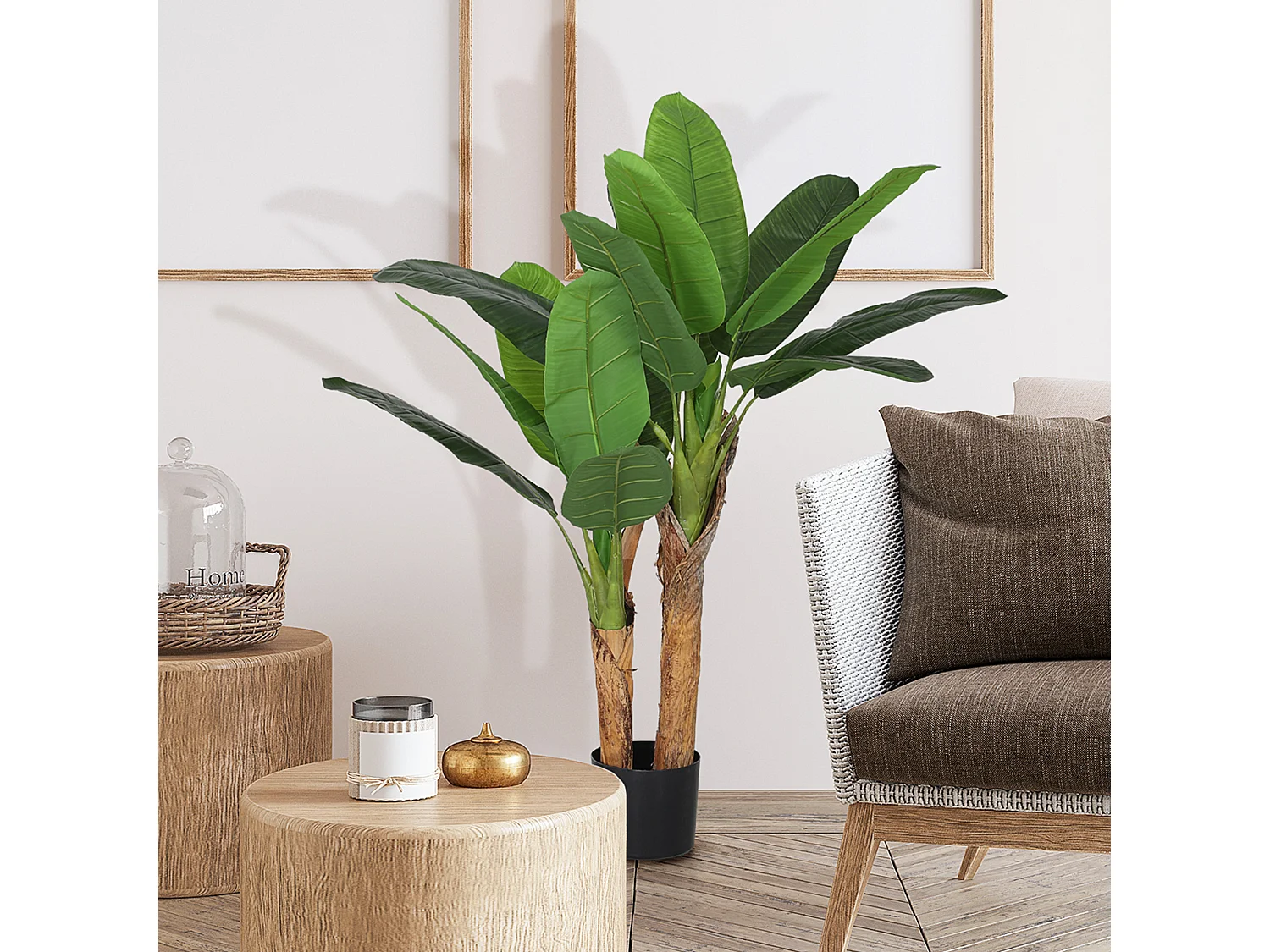 Pianta artificiale di banano alta 120 cm con vaso incluso