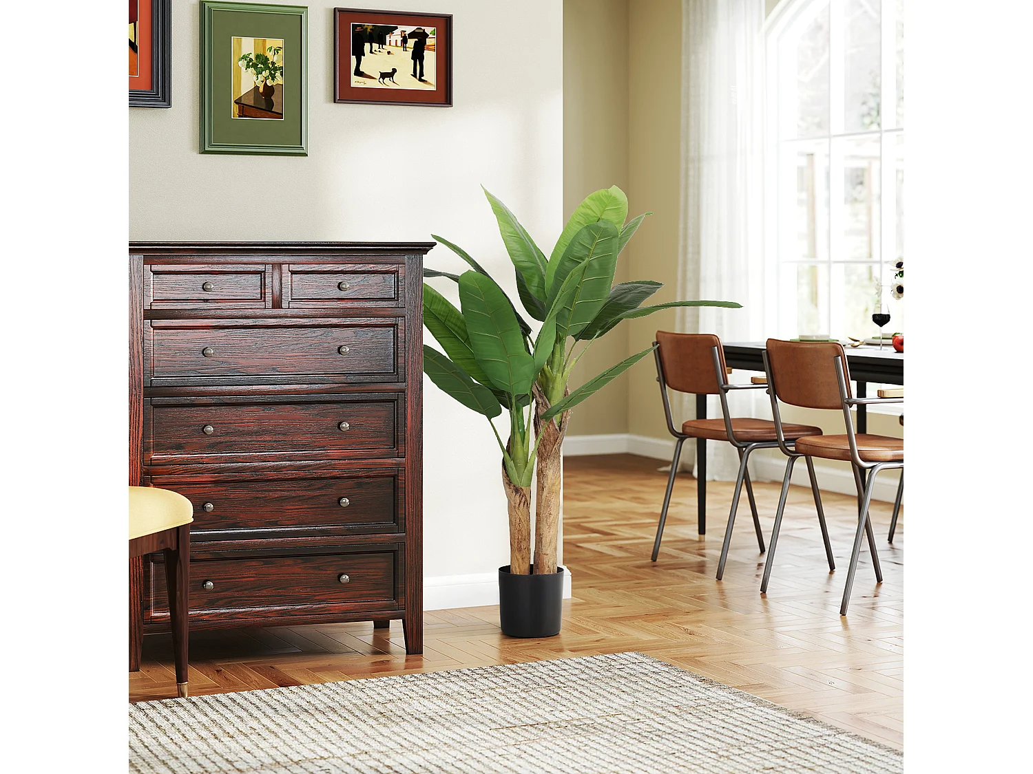 Pianta artificiale di banano alta 120 cm con vaso incluso