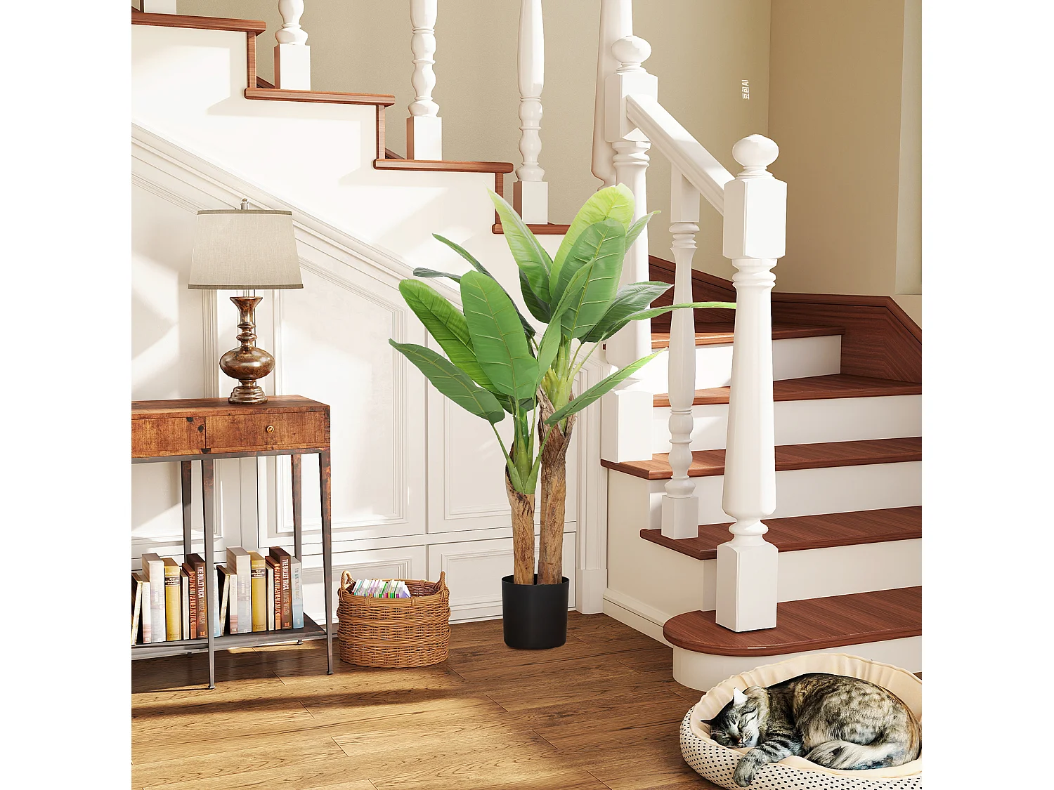 Pianta artificiale di banano alta 120 cm con vaso incluso