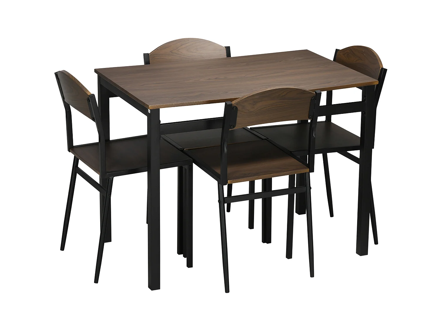 Set da pranzo 5pz 1 tavolo rettangolare 4 sedie in mdf acciaio