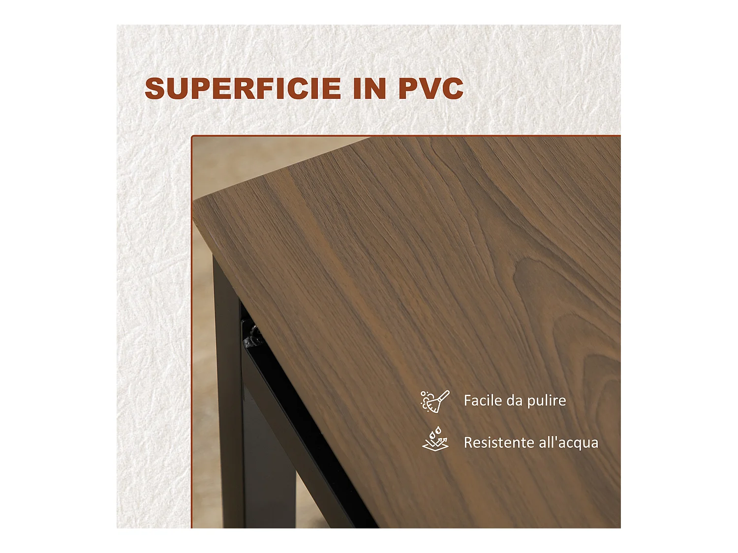 Set da pranzo 5pz 1 tavolo rettangolare 4 sedie in mdf acciaio