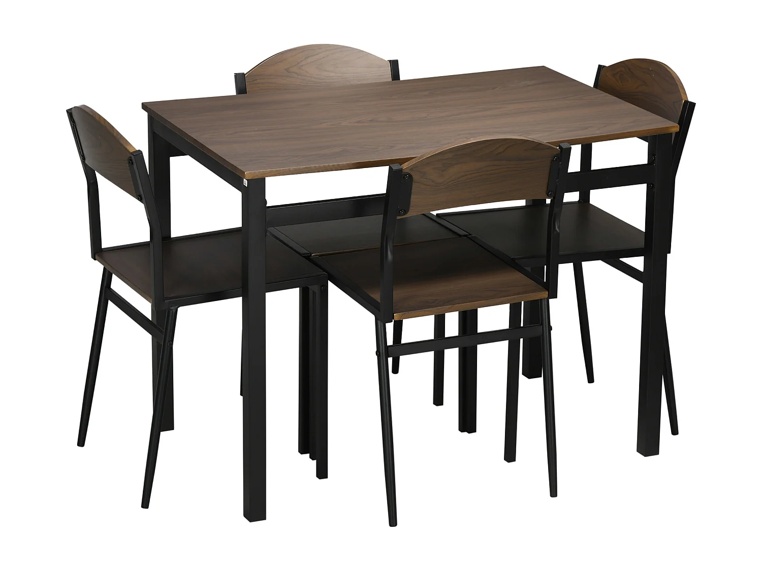 Set da pranzo 5pz 1 tavolo rettangolare 4 sedie in mdf acciaio