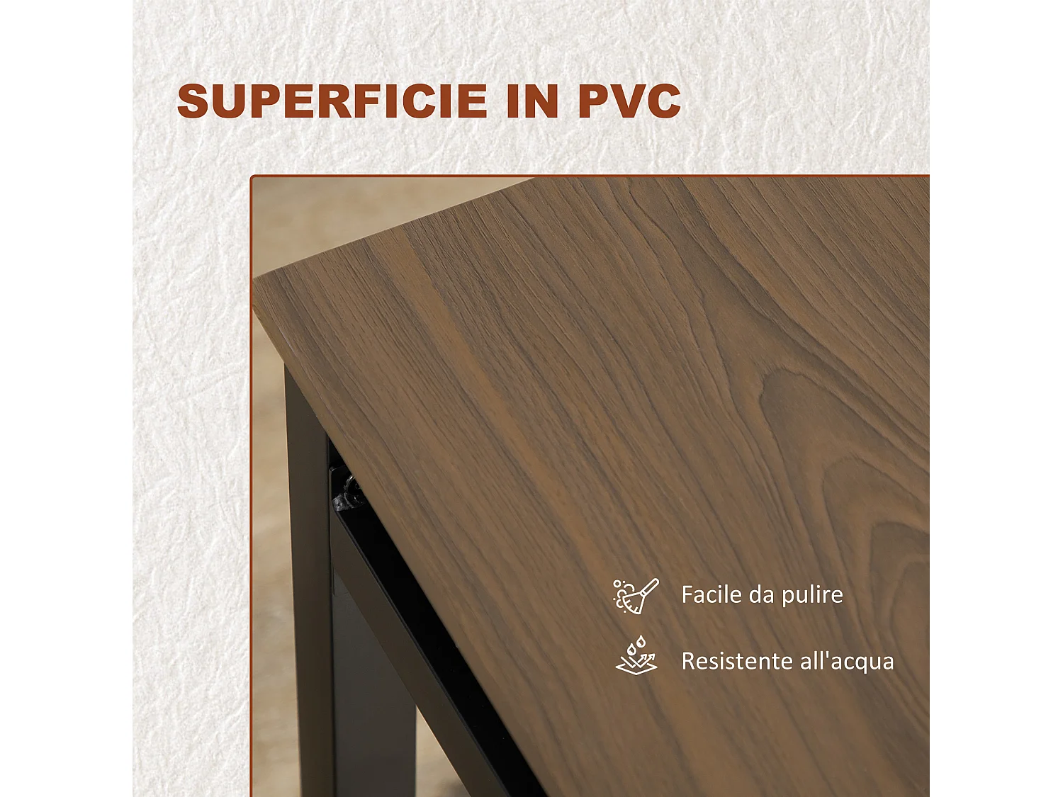 Set da pranzo 5pz 1 tavolo rettangolare 4 sedie in mdf acciaio