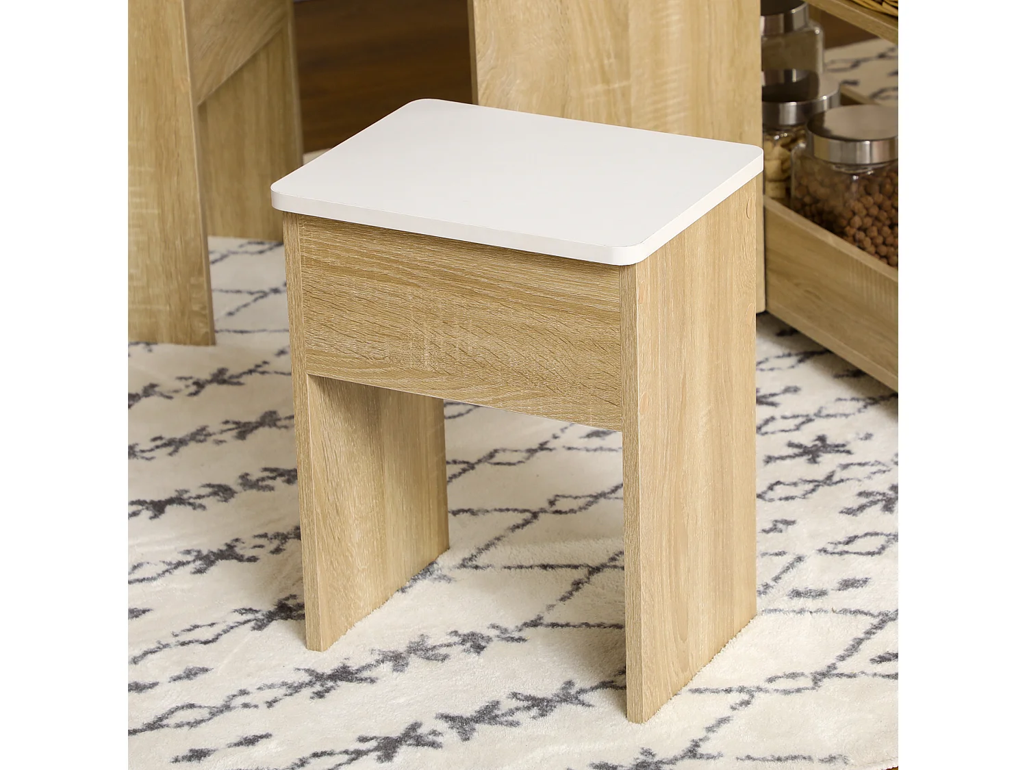 Set tavolo rotondo e sedie 5 pezzi in truciolato color rovere