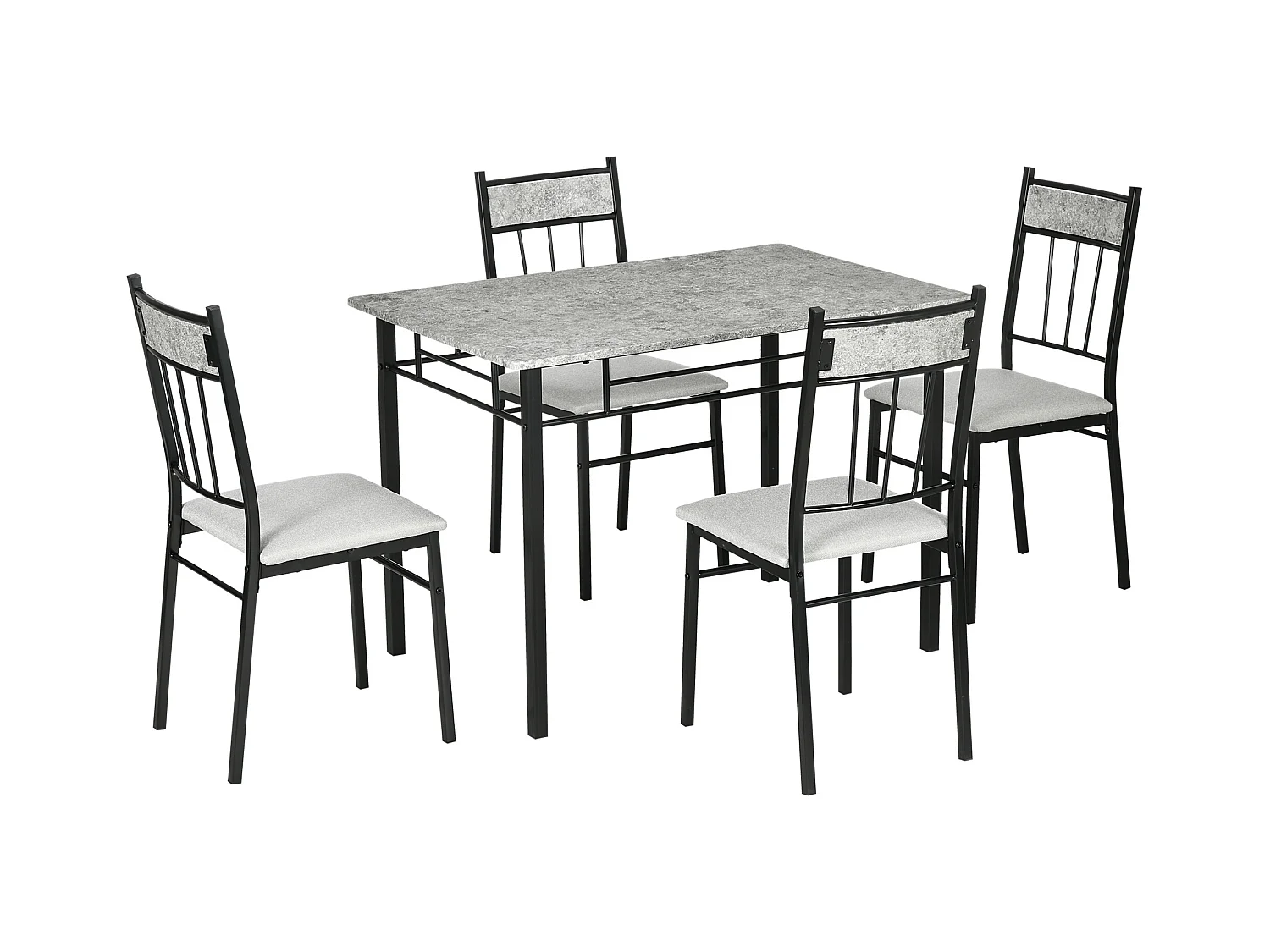 Set tavolo rettangolare 4 sedie da pranzo con seduta imbottita