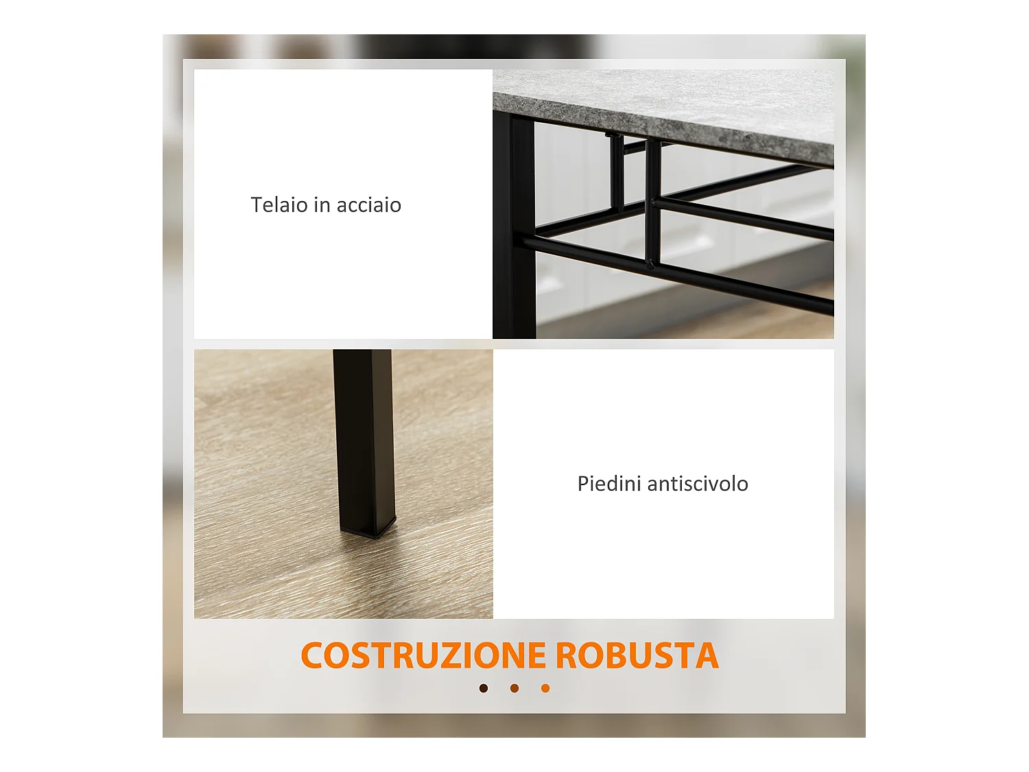 Set tavolo rettangolare 4 sedie da pranzo con seduta imbottita