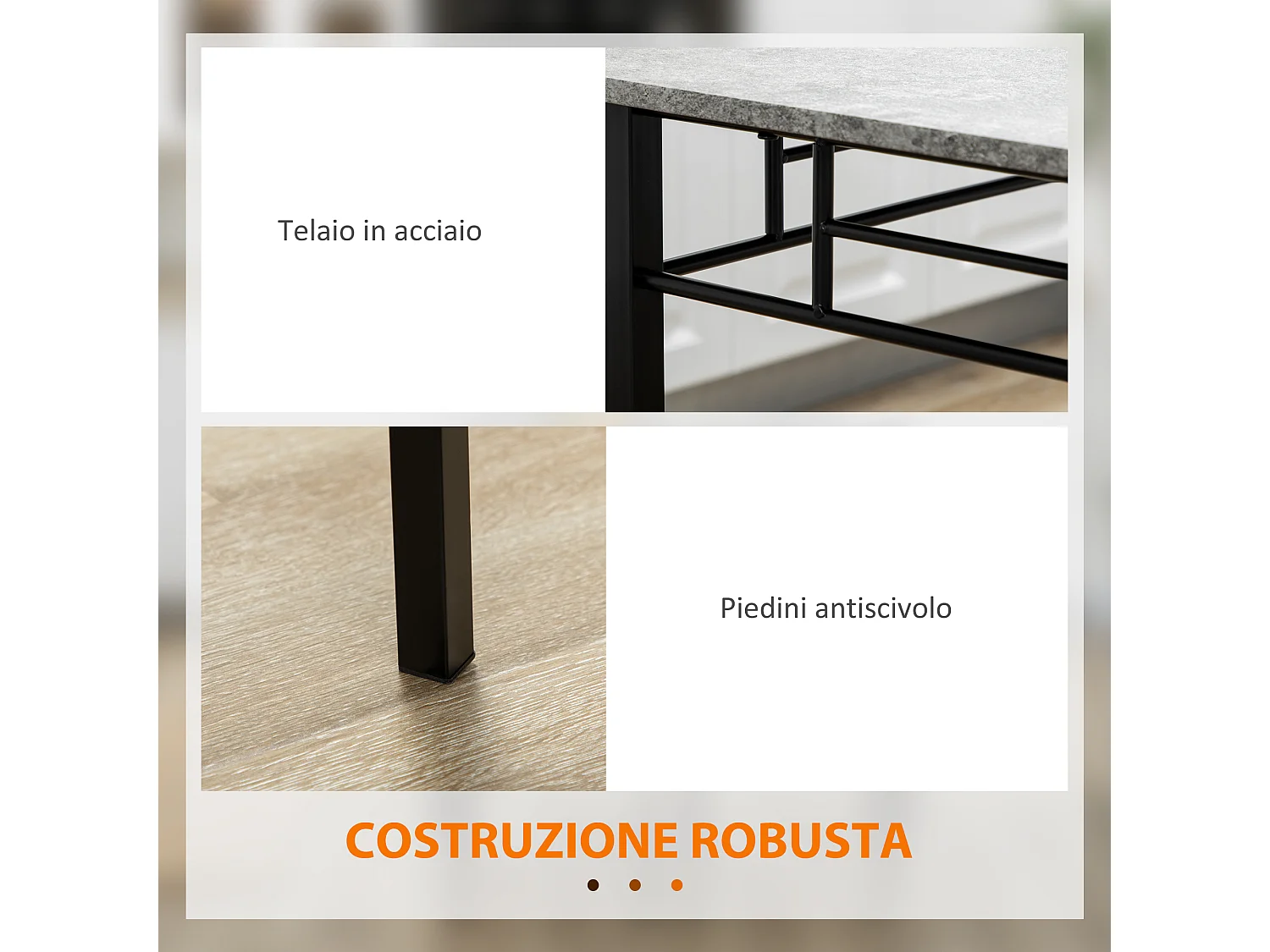 Set tavolo rettangolare 4 sedie da pranzo con seduta imbottita