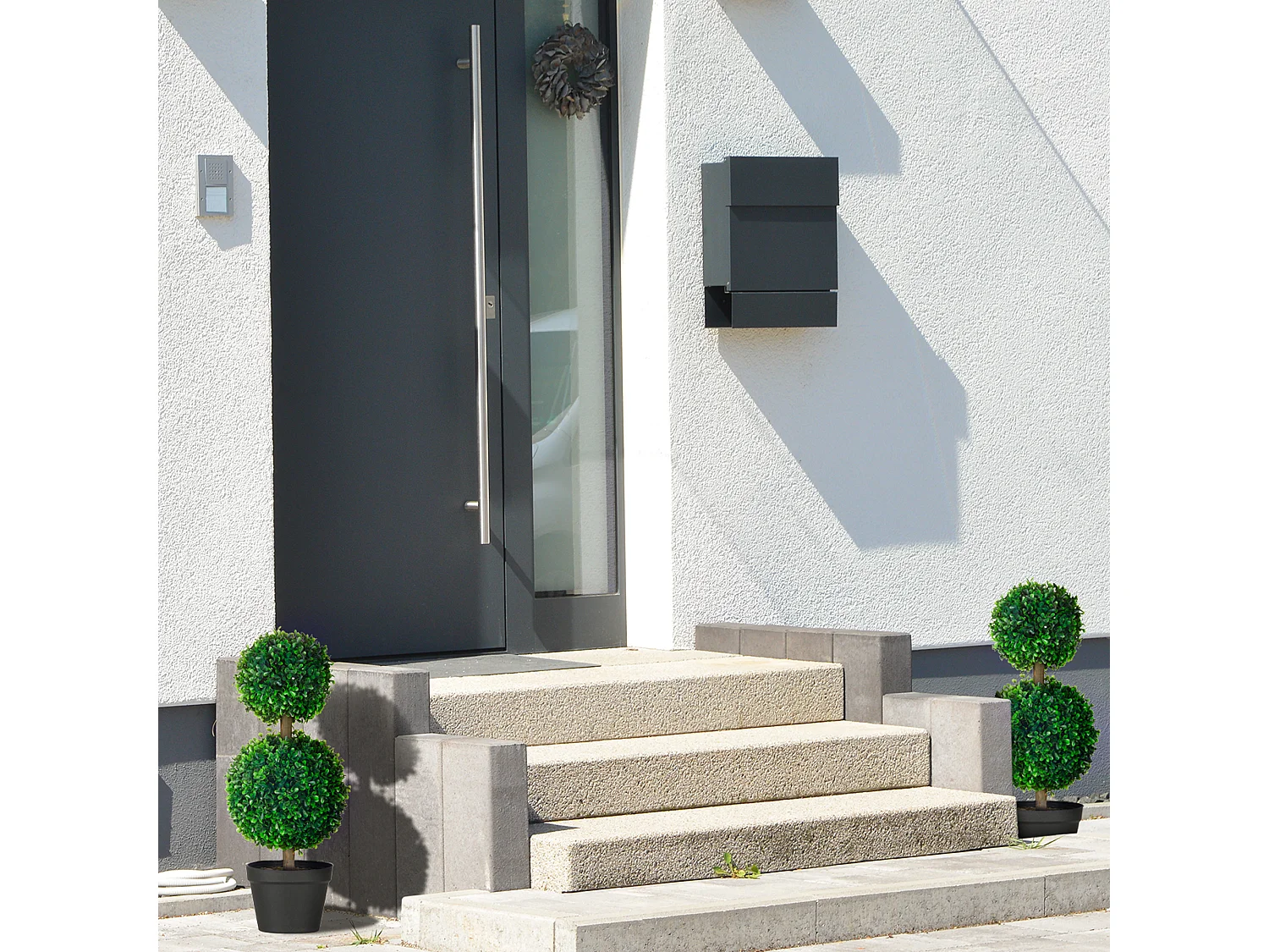 Set da 2 piante di bosso a 2 sfere con vaso incluso 60 cm