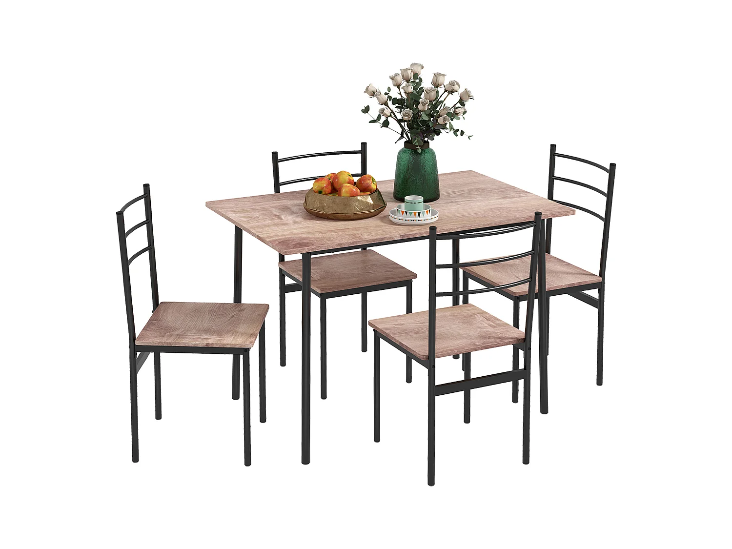 Set tavolo e sedie 5pz con tavolo rettangolare sedie moderne