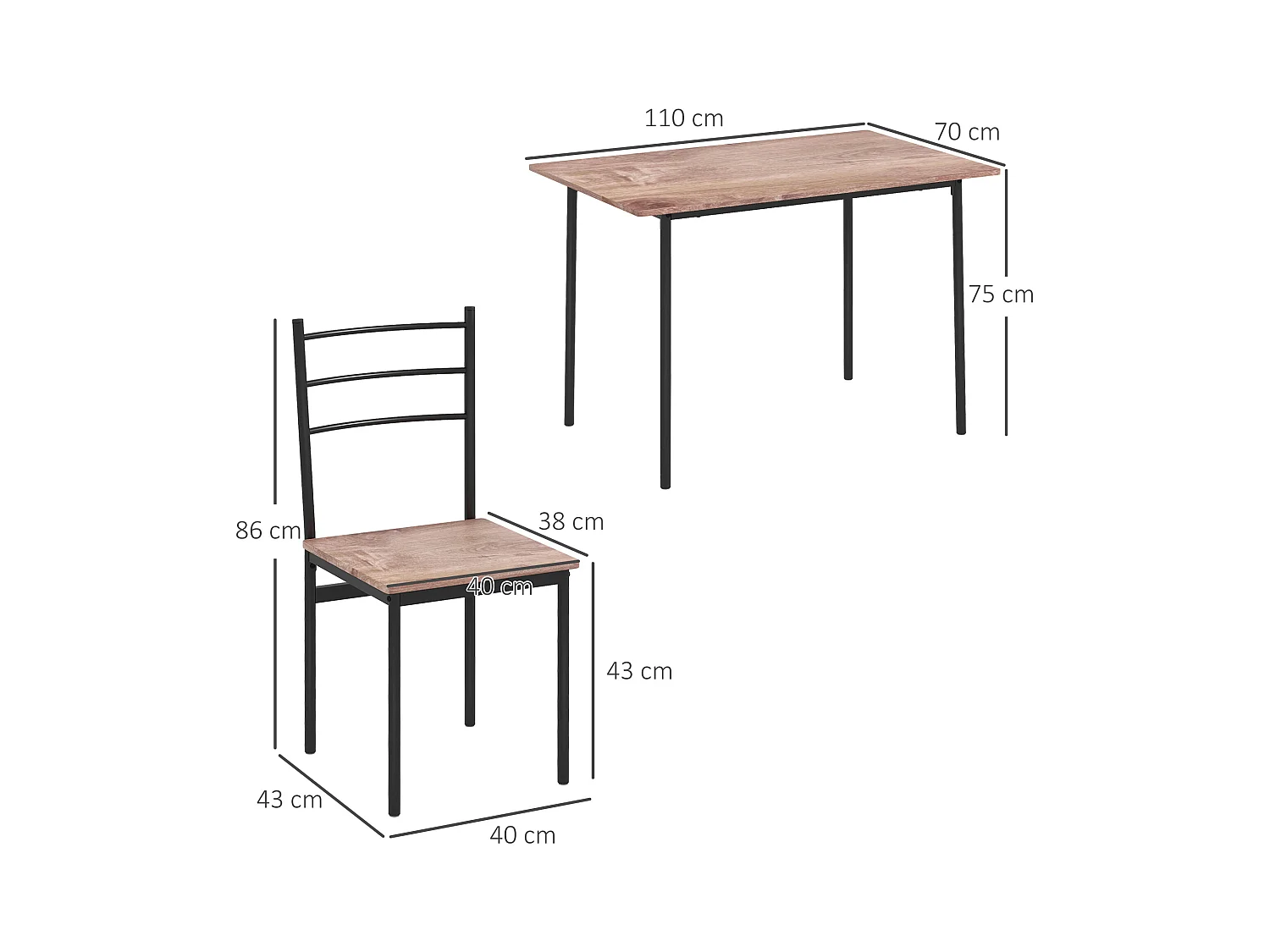 Set tavolo e sedie 5pz con tavolo rettangolare sedie moderne