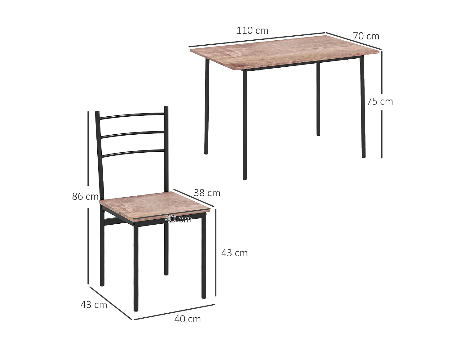 Set tavolo e sedie 5pz con tavolo rettangolare sedie moderne