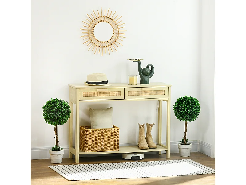 Set 2 piante artificiali alberi di bosso con vaso ø28x60cm e muschio