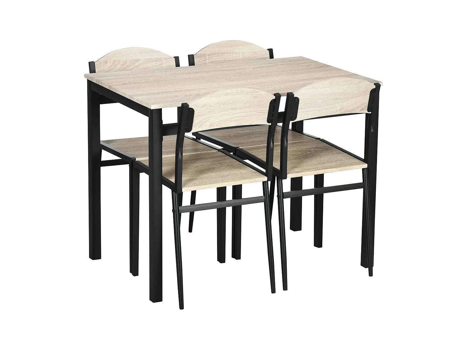 Set da pranzo con tavolo rettangolare e 4 sedie in mdf acciaio