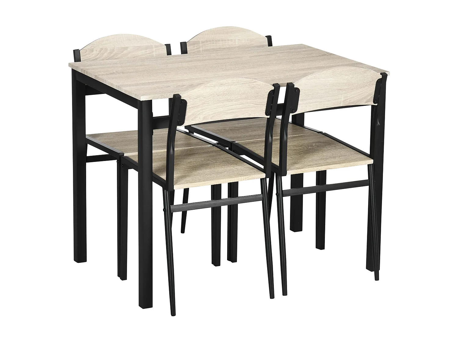 Set da pranzo con tavolo rettangolare e 4 sedie in mdf acciaio