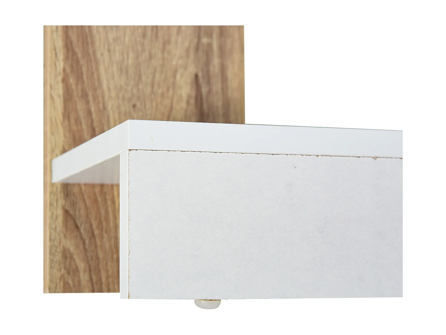 Scaffale libreria a parete 5 ripiani in legno color rovere e bianco