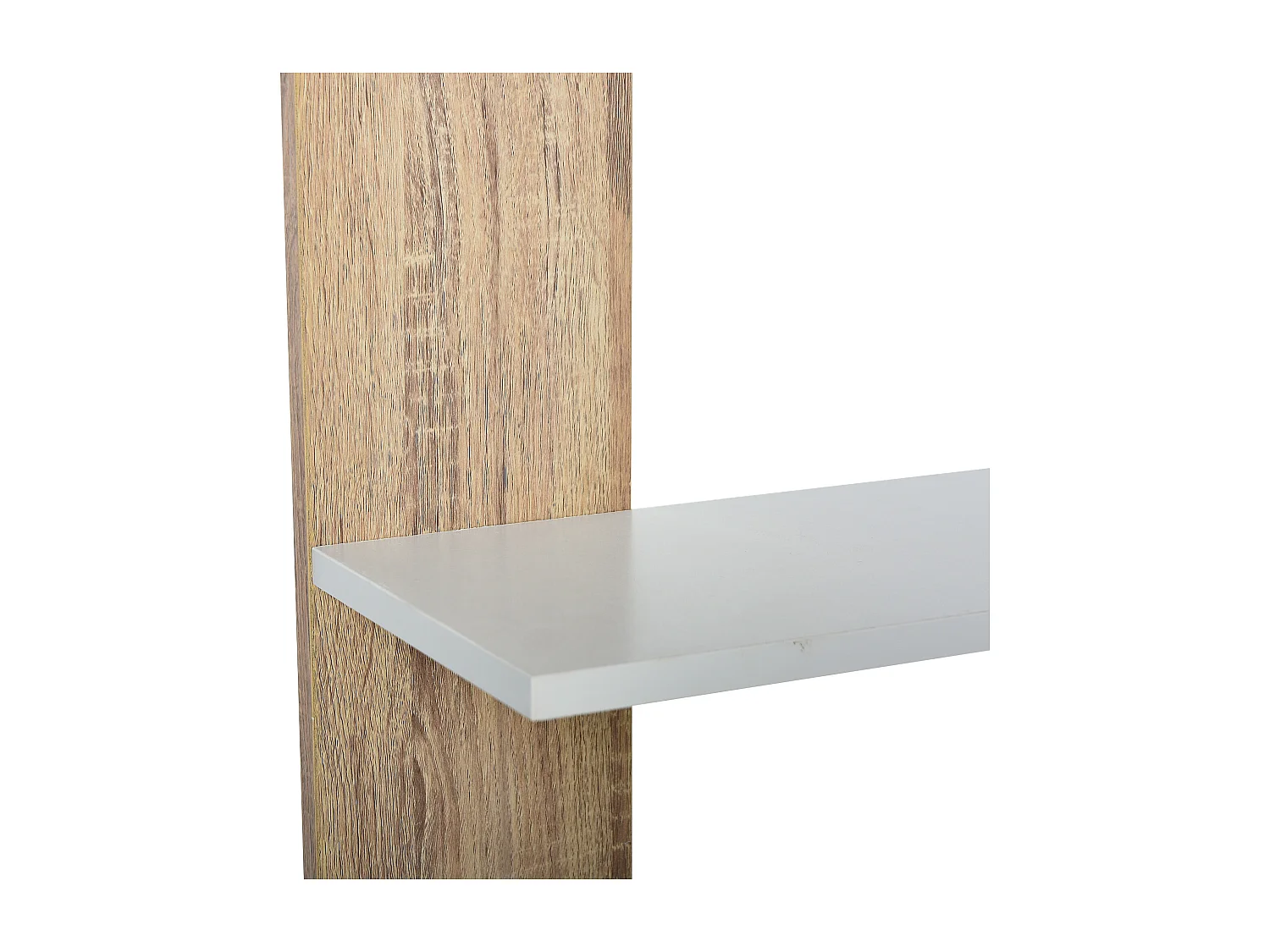 Scaffale libreria a parete 5 ripiani in legno color rovere e bianco