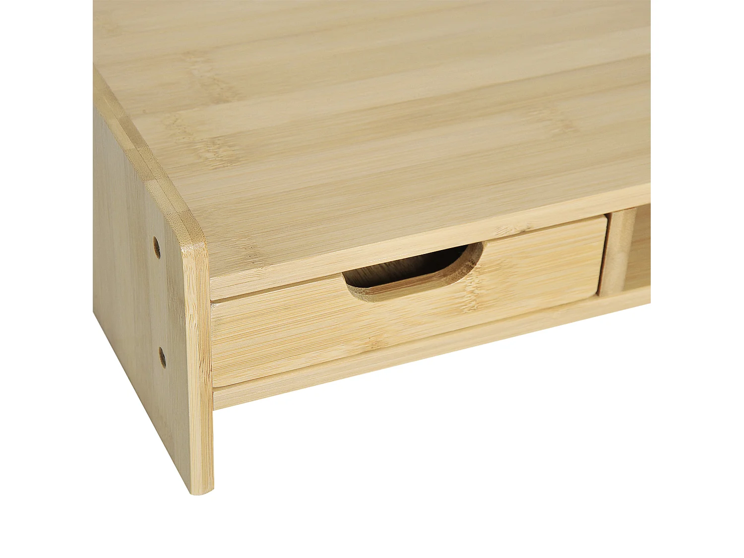 Supporto monitor pc in bambù con spazio portaoggetti in bambù