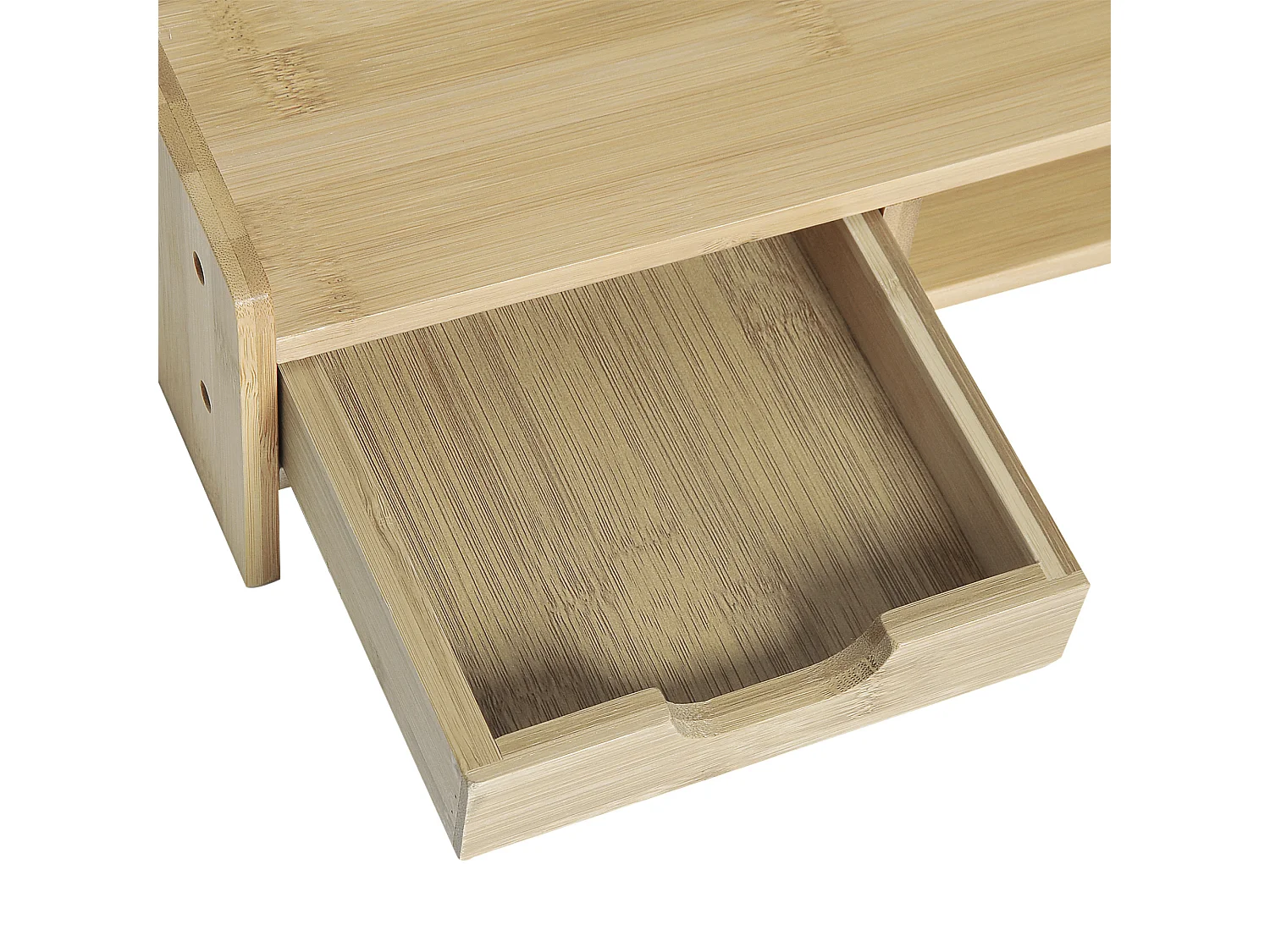 Supporto monitor pc in bambù con spazio portaoggetti in bambù