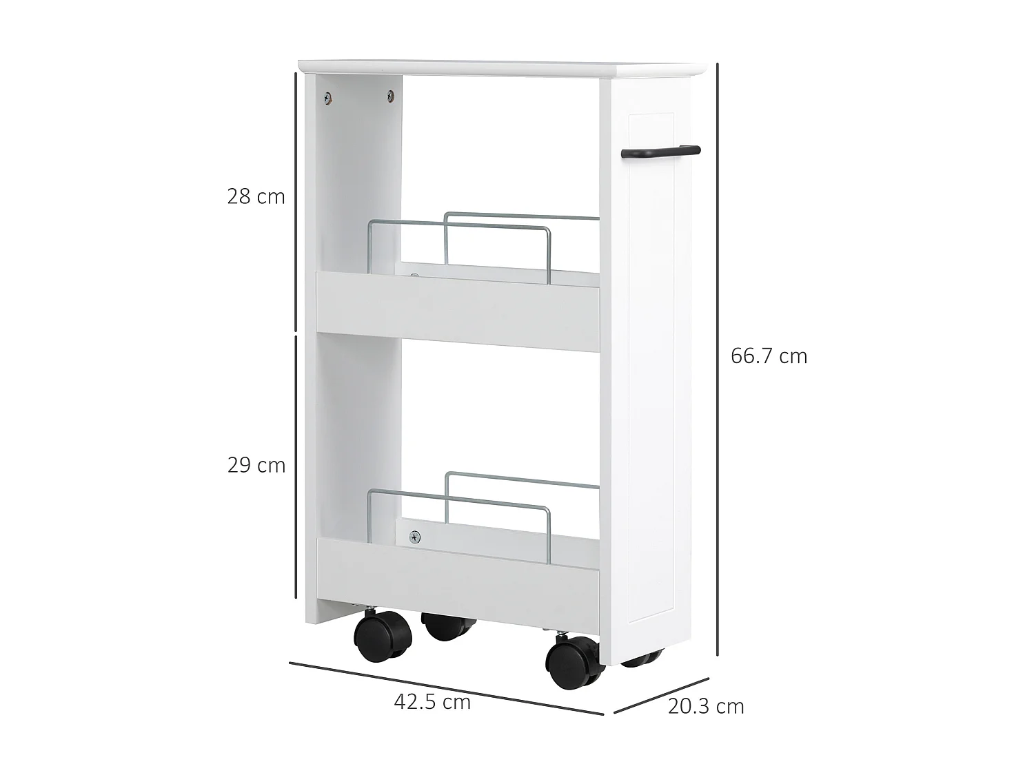 Carrellino salvaspazio multiuso in mdf con ruote girevoli