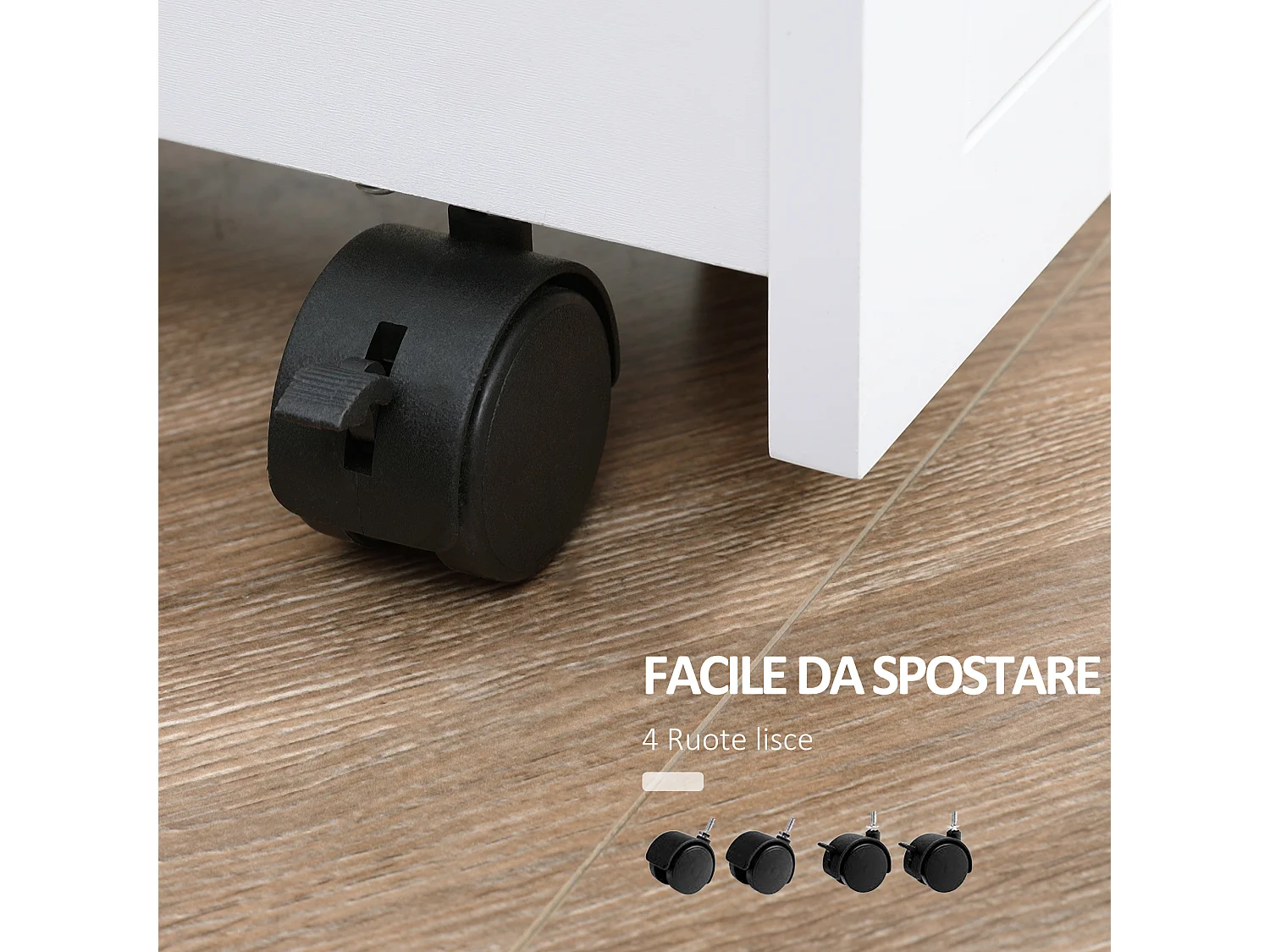 Carrellino salvaspazio multiuso in mdf con ruote girevoli