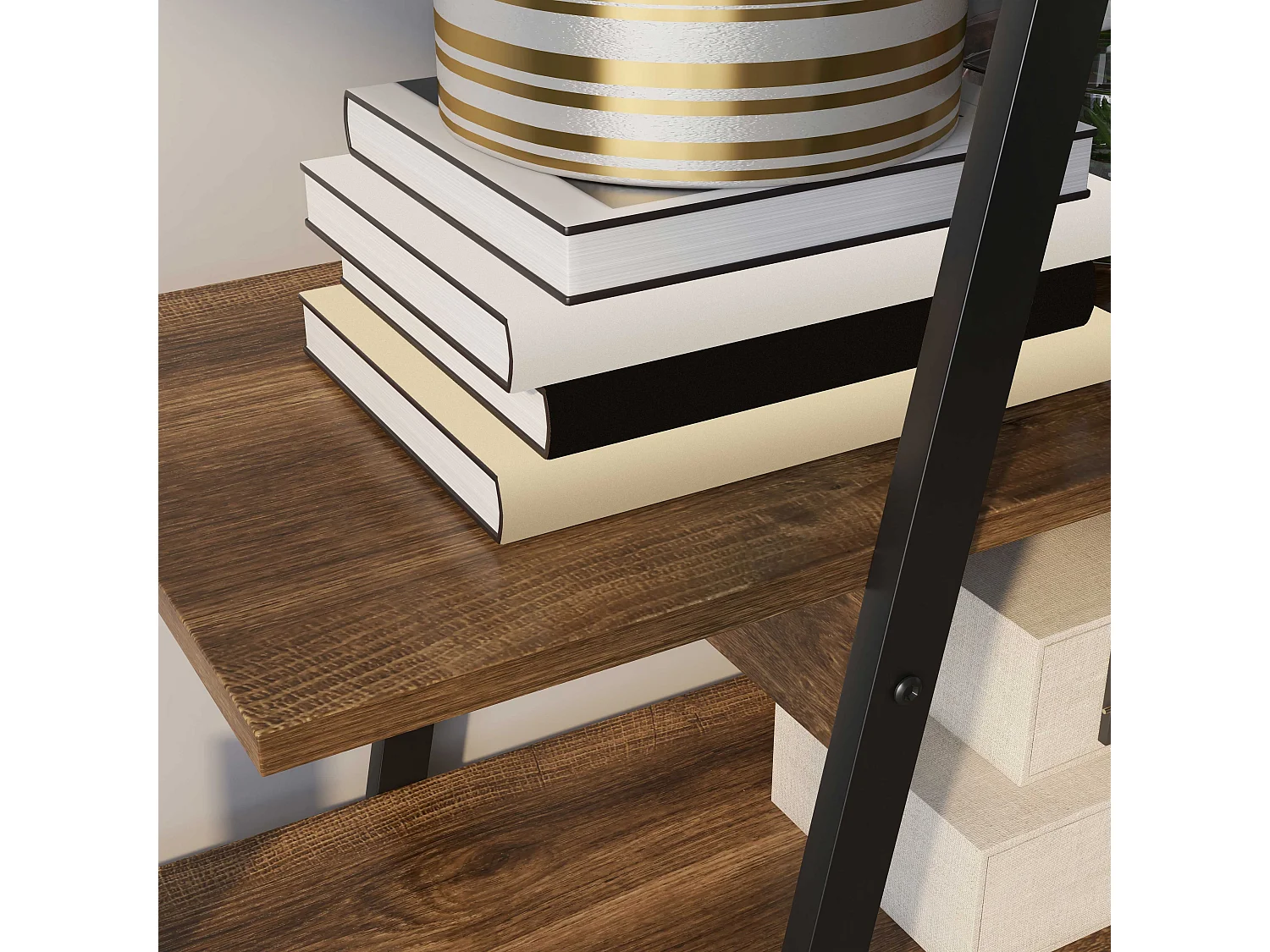 Scaffale libreria a 4 livelli in truciolato e acciaio 92x38.5x166 cm