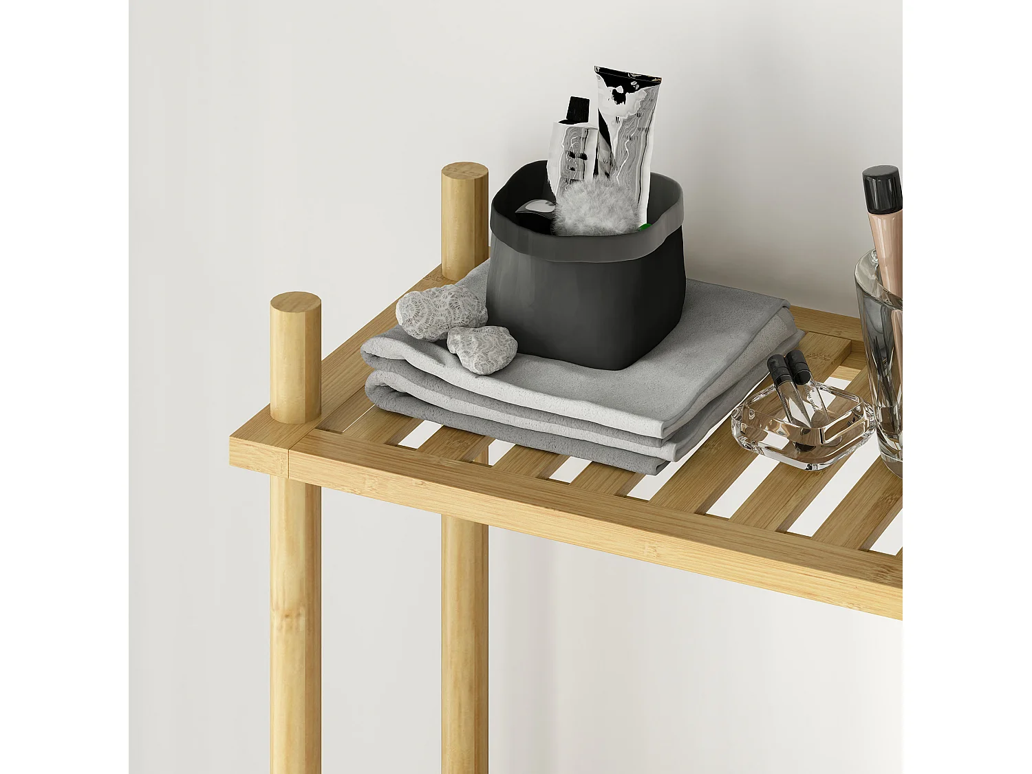 Mobile sopra wc a 3 ripiani in bambù 63.5x25.5x181 cm color legno