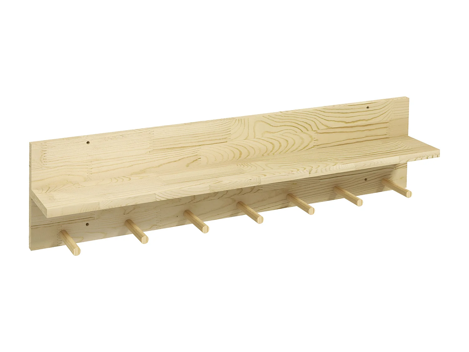 Mensola da parete in legno di abete a 7 ganci per ingresso e soggiorno