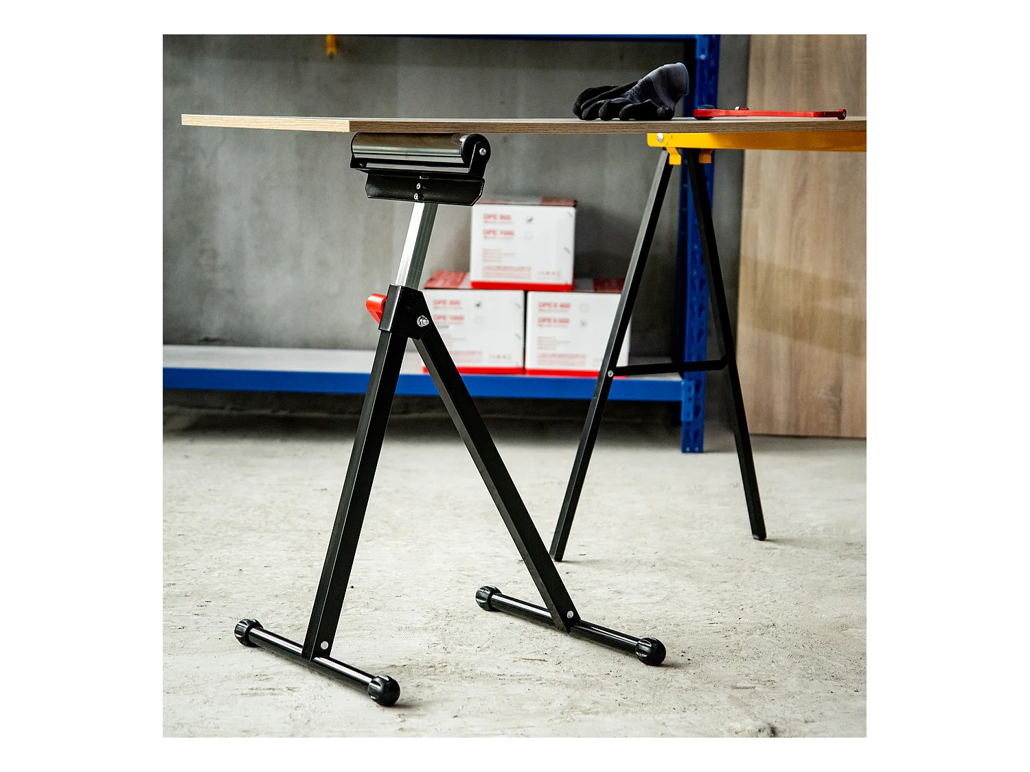 HOMCOM Cavalletto a Rullo ad Altezza Regolabile per Garage e Officina
