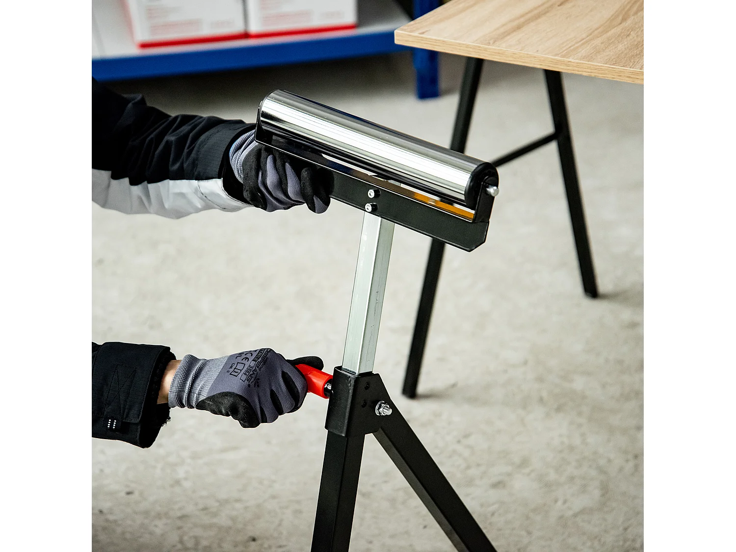 HOMCOM Cavalletto a Rullo ad Altezza Regolabile per Garage e Officina