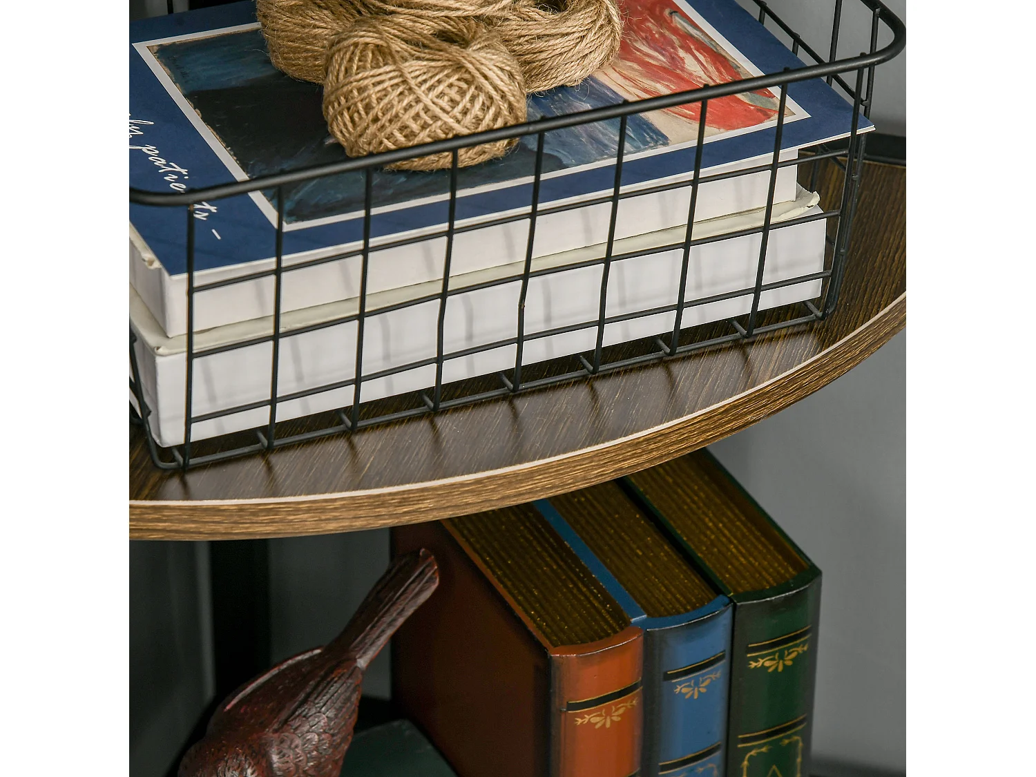 Libreria angolare moderna a 6 ripiani metallo e mdf 34x34x166cm