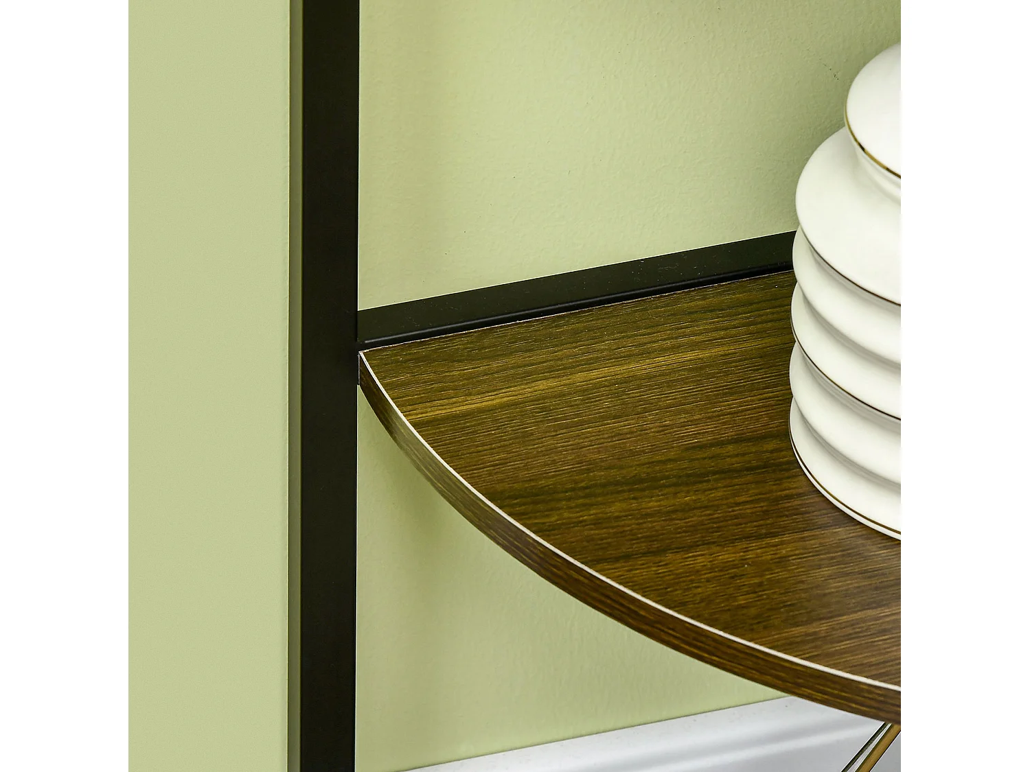 Libreria angolare moderna a 6 ripiani metallo e mdf 34x34x166cm