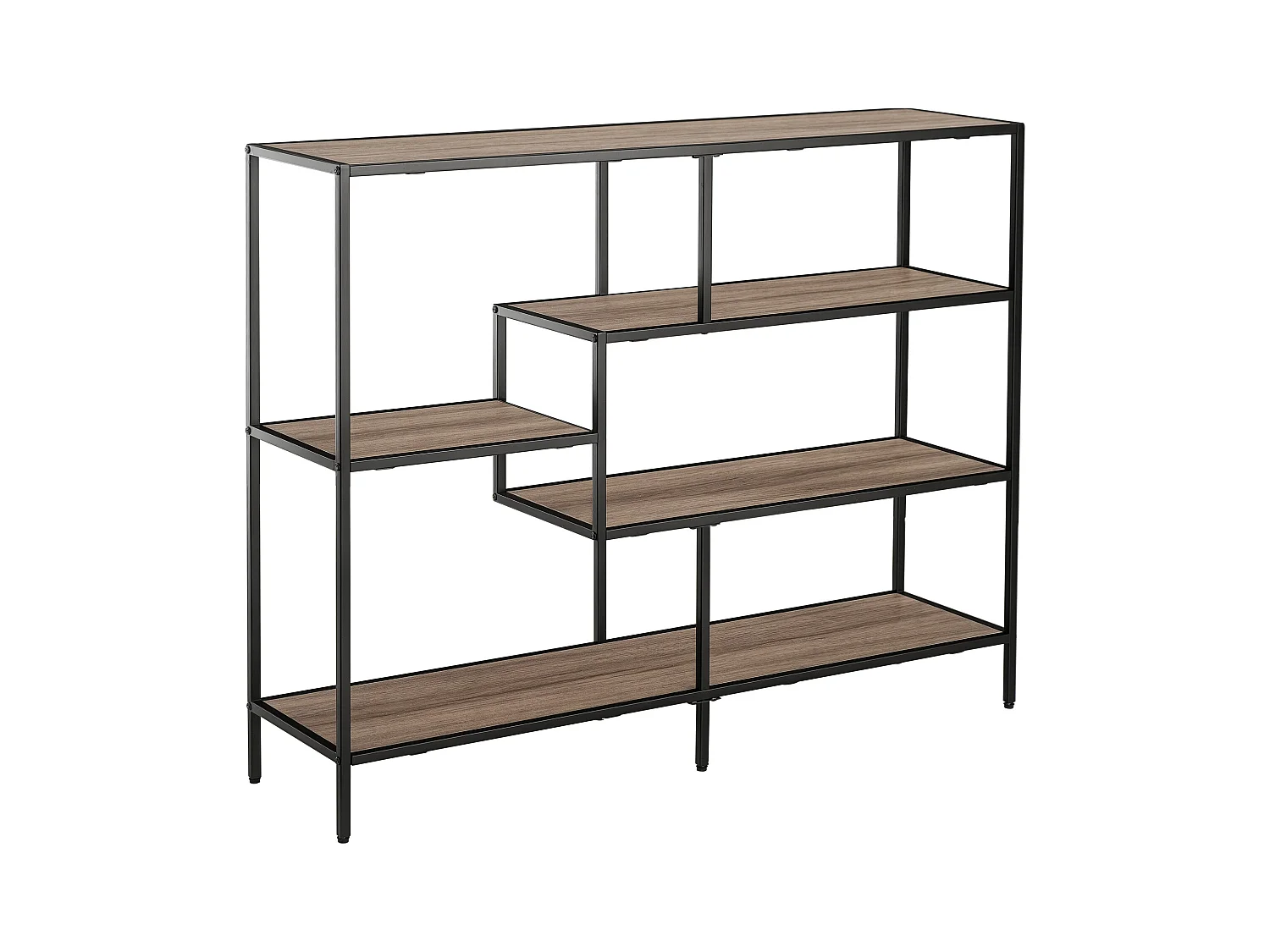 Scaffale libreria asimmetrica legno e metallo