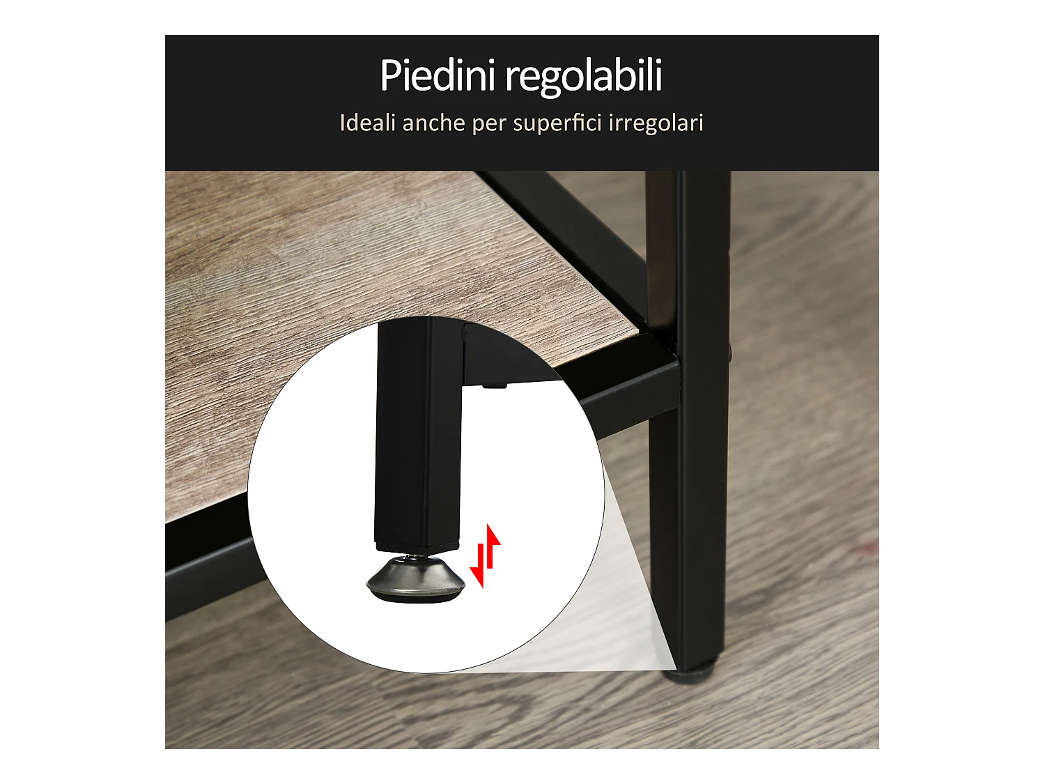 Scaffale libreria asimmetrica legno e metallo