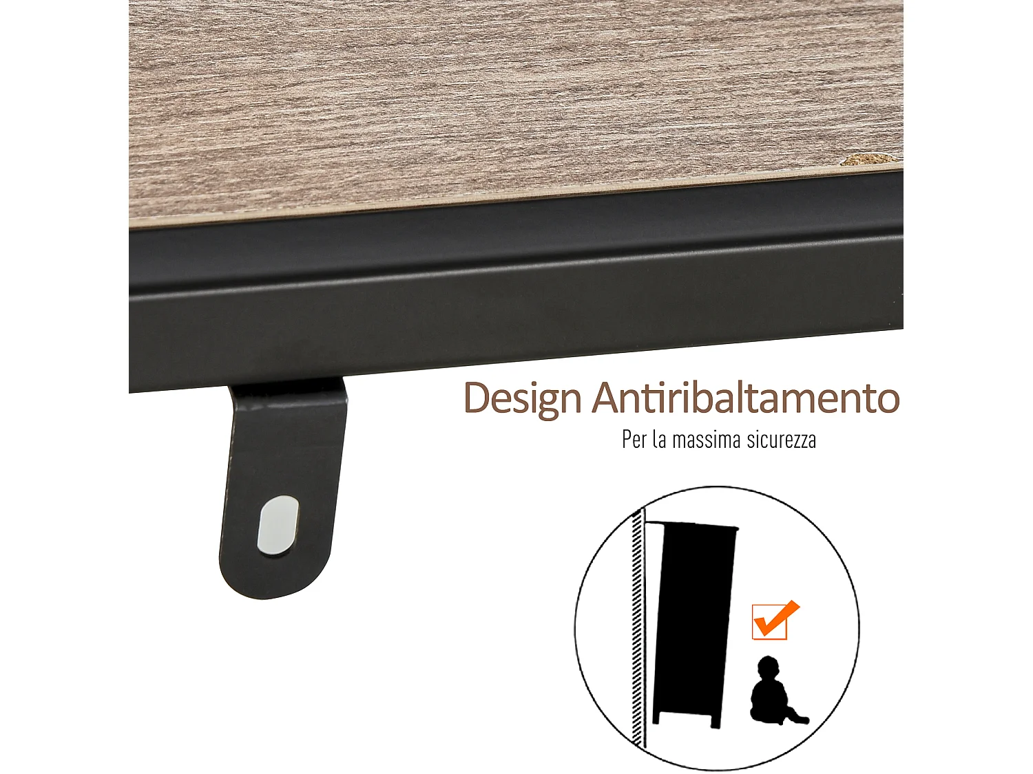 Scaffale libreria asimmetrica legno e metallo